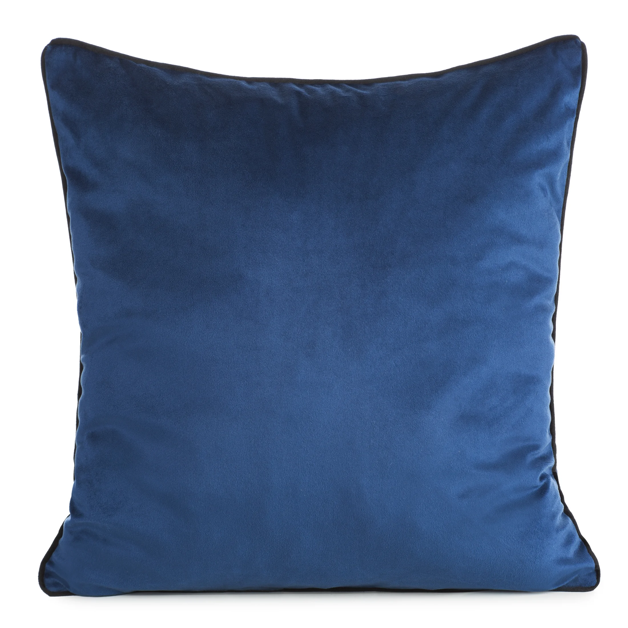 Poszewka na poduszkę 45x45 cm welwetowa kolor granatowy o delikatnym połysku z ozdobną lamówką GAJA 2 | eurofirany