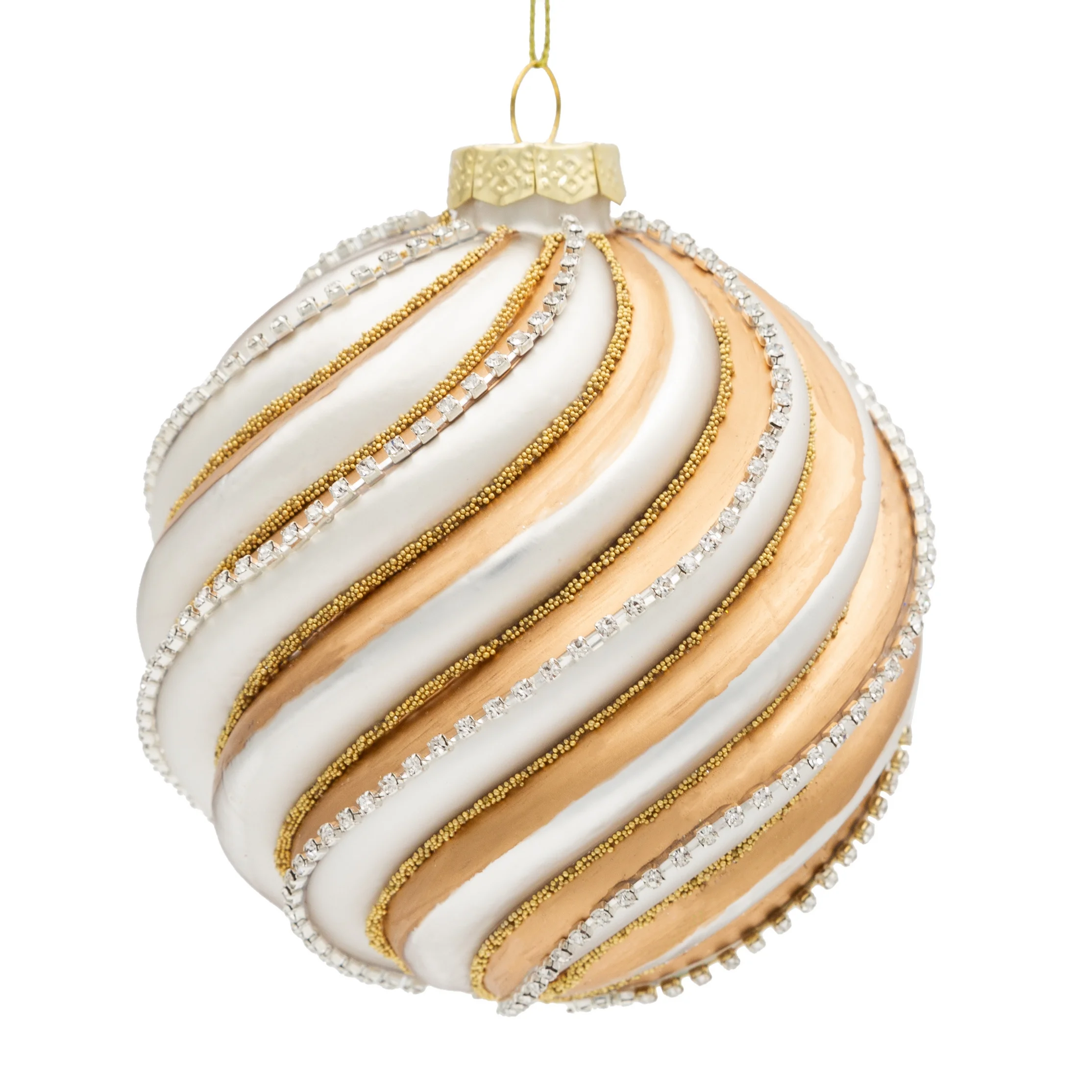 Szklana bombka choinkowa ręcznie zdobiona wytłaczanym wzorem | eurofirany