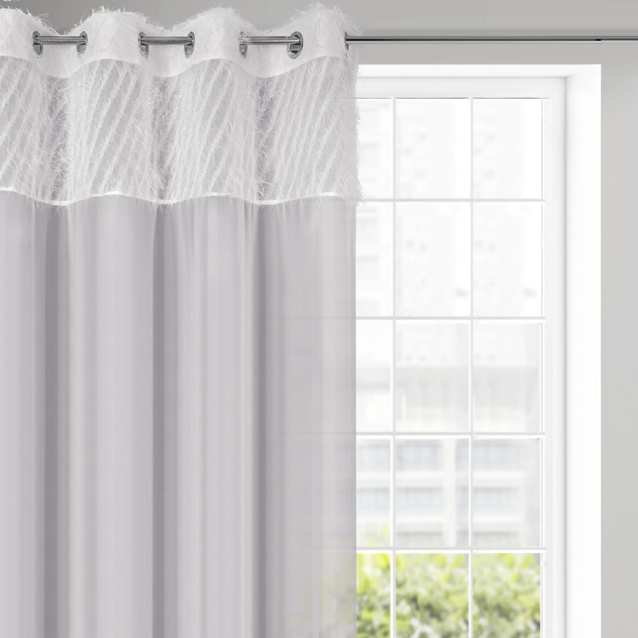 Zasłona jasnoszara w stylu glamour 140x250 cm przelotka - AMIRA | eurofirany