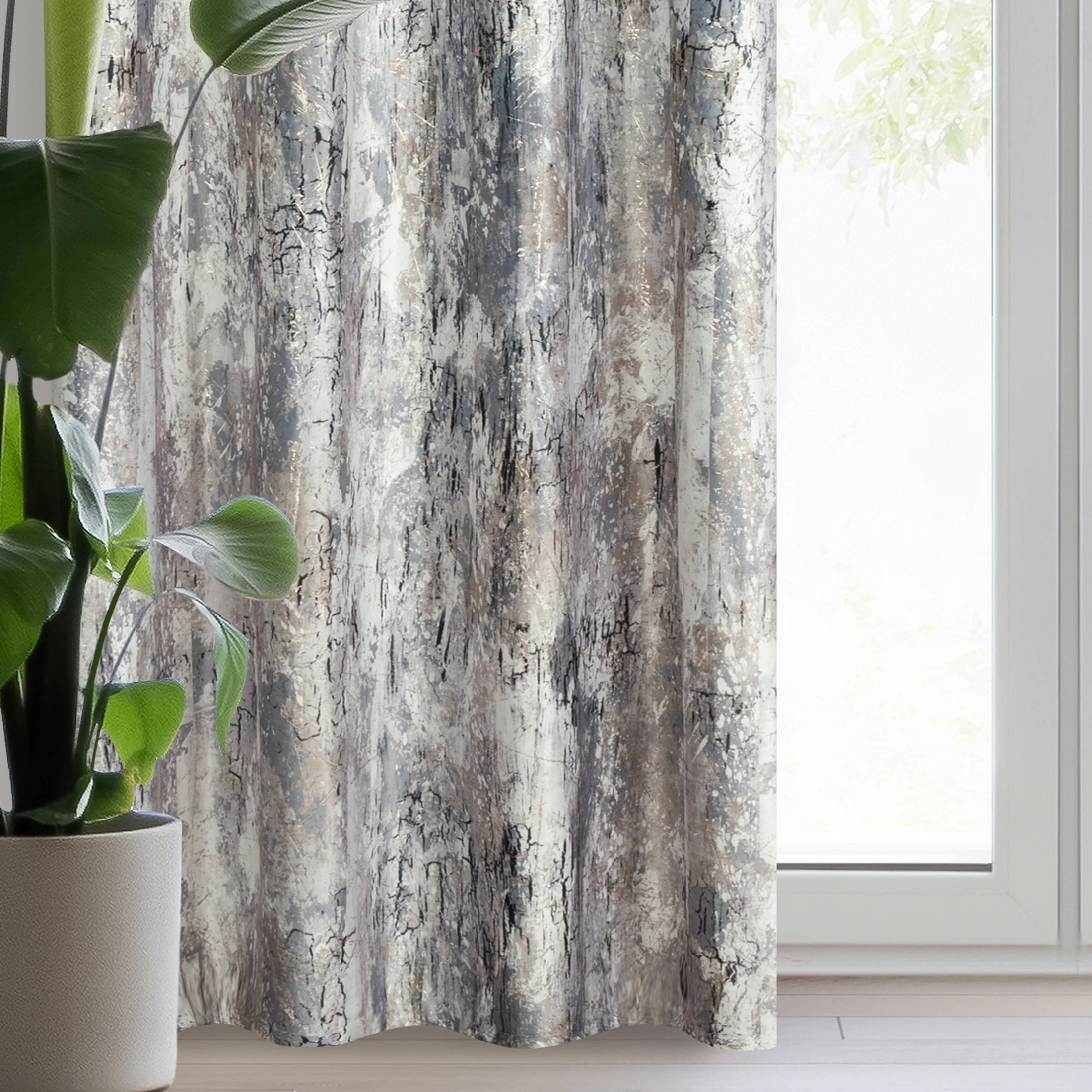 Zasłona welwetowa stalowa z efektem błyszczącej przecierki 140x250 cm przelotka - MALIA | eurofirany