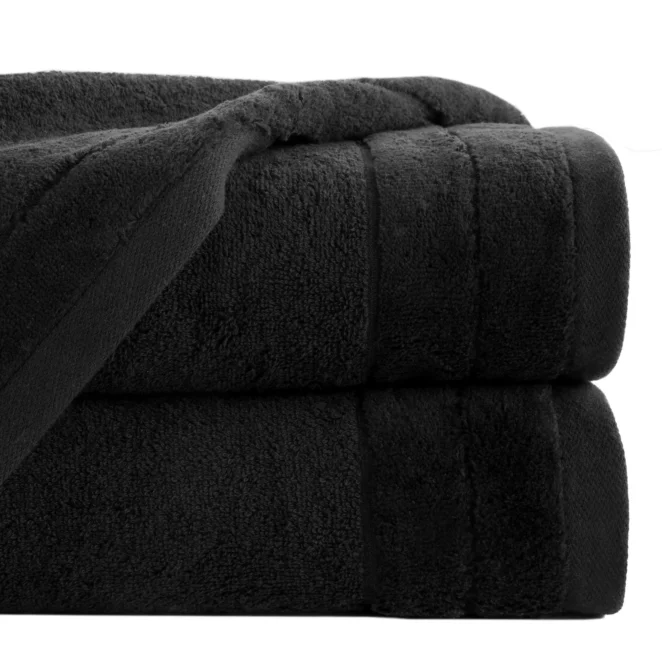 Ręcznik do rąk 30x50 cm bawełniany kolor czarny z welwetową bordiurą 500 g/m2 DAMLA
