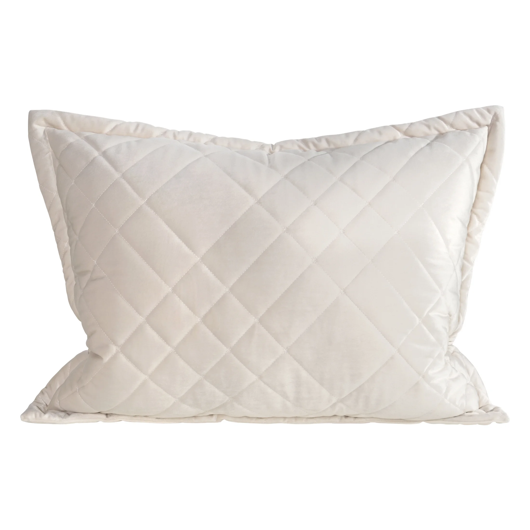 Poszewka na poduszkę 50x70 cm welwetowa, kremowa zdobiona geometrycznymi przeszyciami RIA 6 Eurofirany Premium | eurofirany