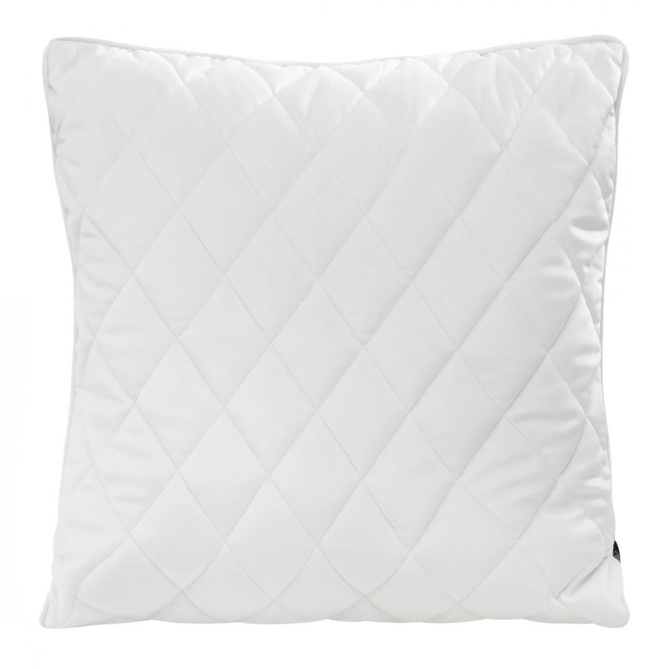 Poszewka na poduszkę 45x45 cm welwetowa, biała pikowana we wzór karo z ozdobną wypustką VELVET 27 Eurofirany Premium | eurofirany