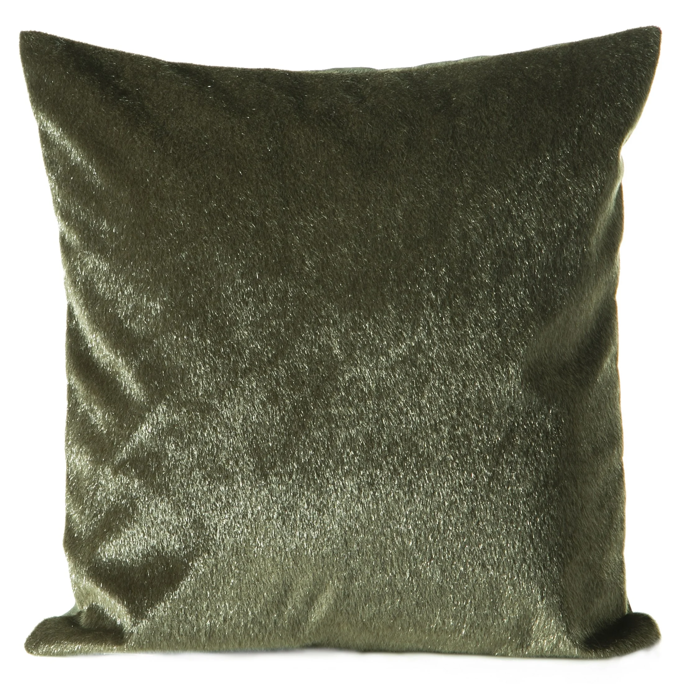 Poszewka na poduszkę 45x45 cm oliwkowa z futerka z krótkim włosem PELO Ella Line | eurofirany