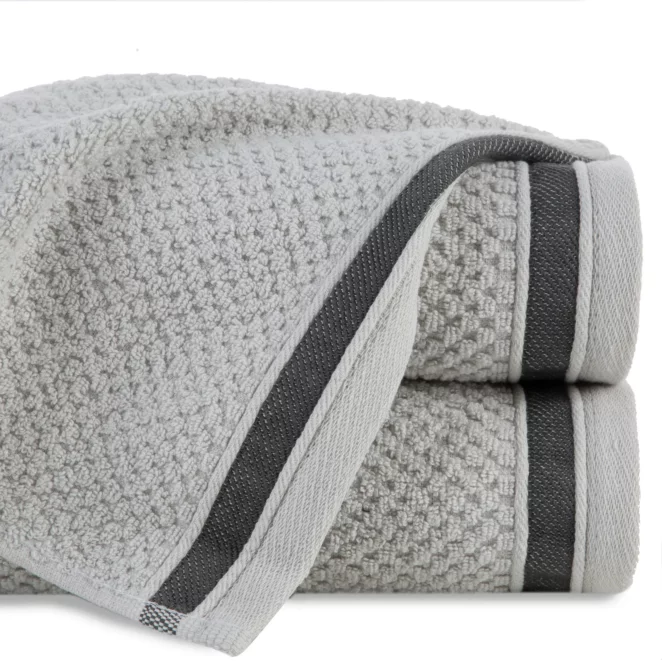 Ręcznik do rąk 30x50 cm bawełniany kolor jasnosrebrny w pasy 500 g/m2 MADLEN