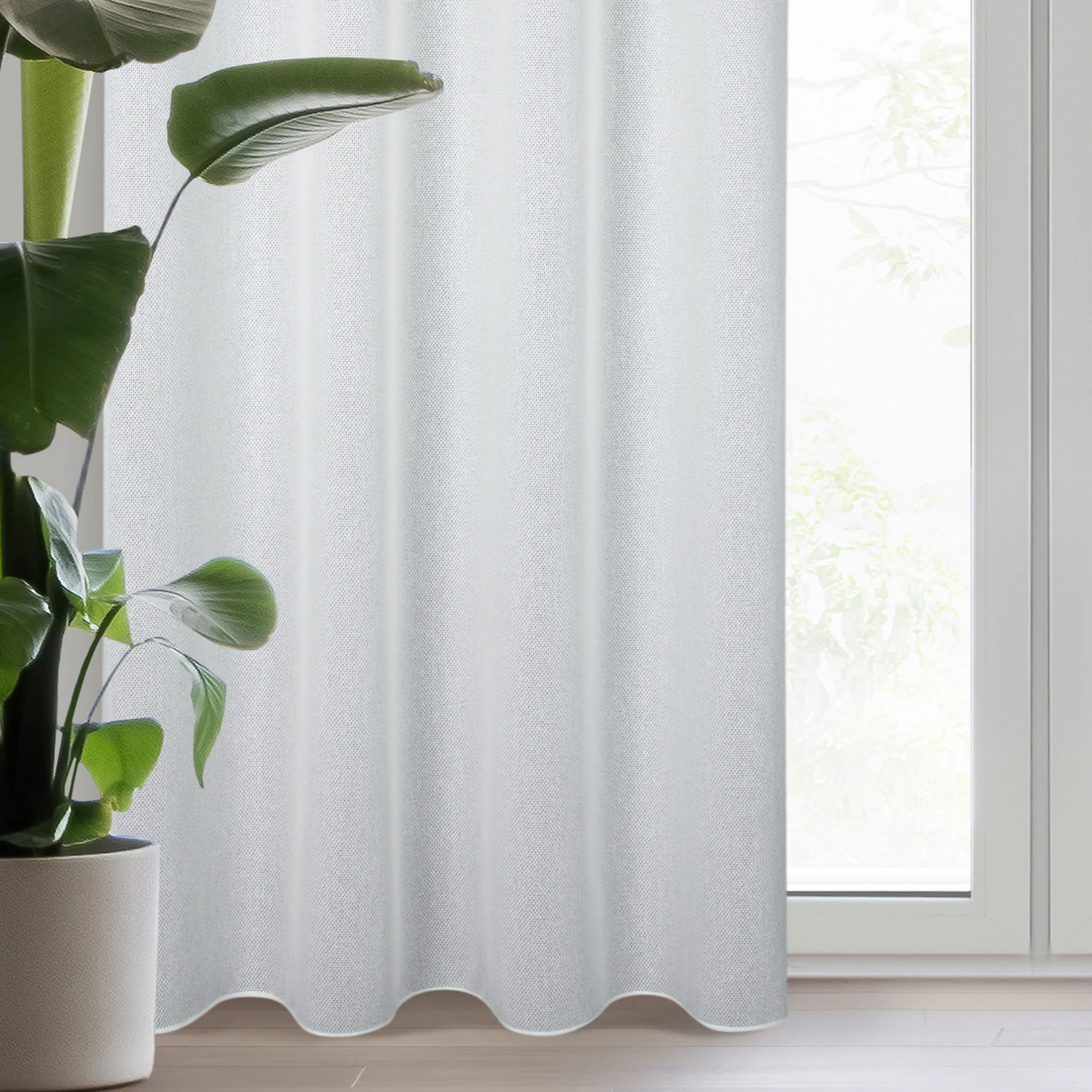 Zasłona naturalna z siateczki przetykana srebrną nicią 140x250 cm przelotka - KENDAL | eurofirany