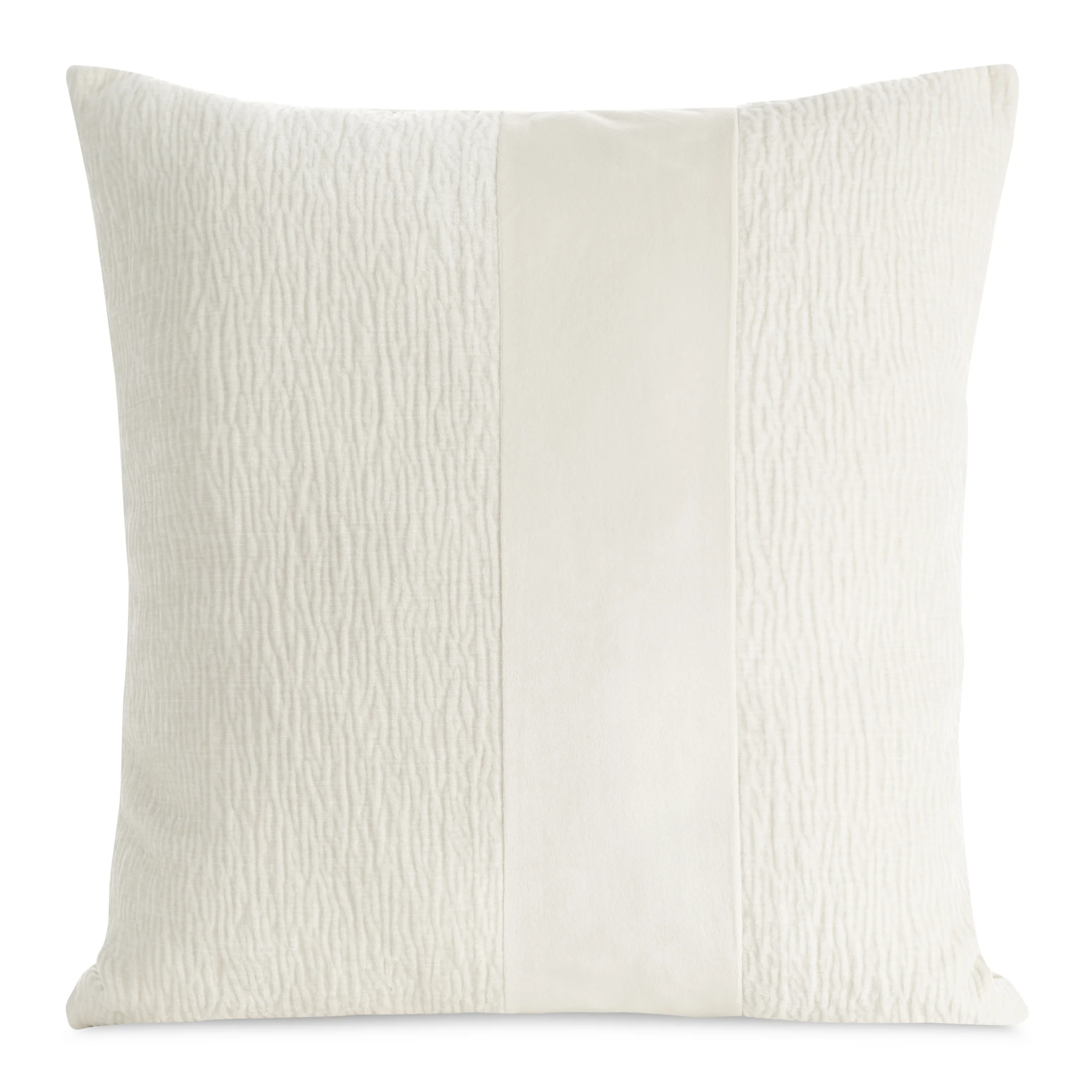 Poszewka na poduszkę 45x45 cm kremowa szenilowa zdobiona pasem z welwetu CARLA 05 | eurofirany