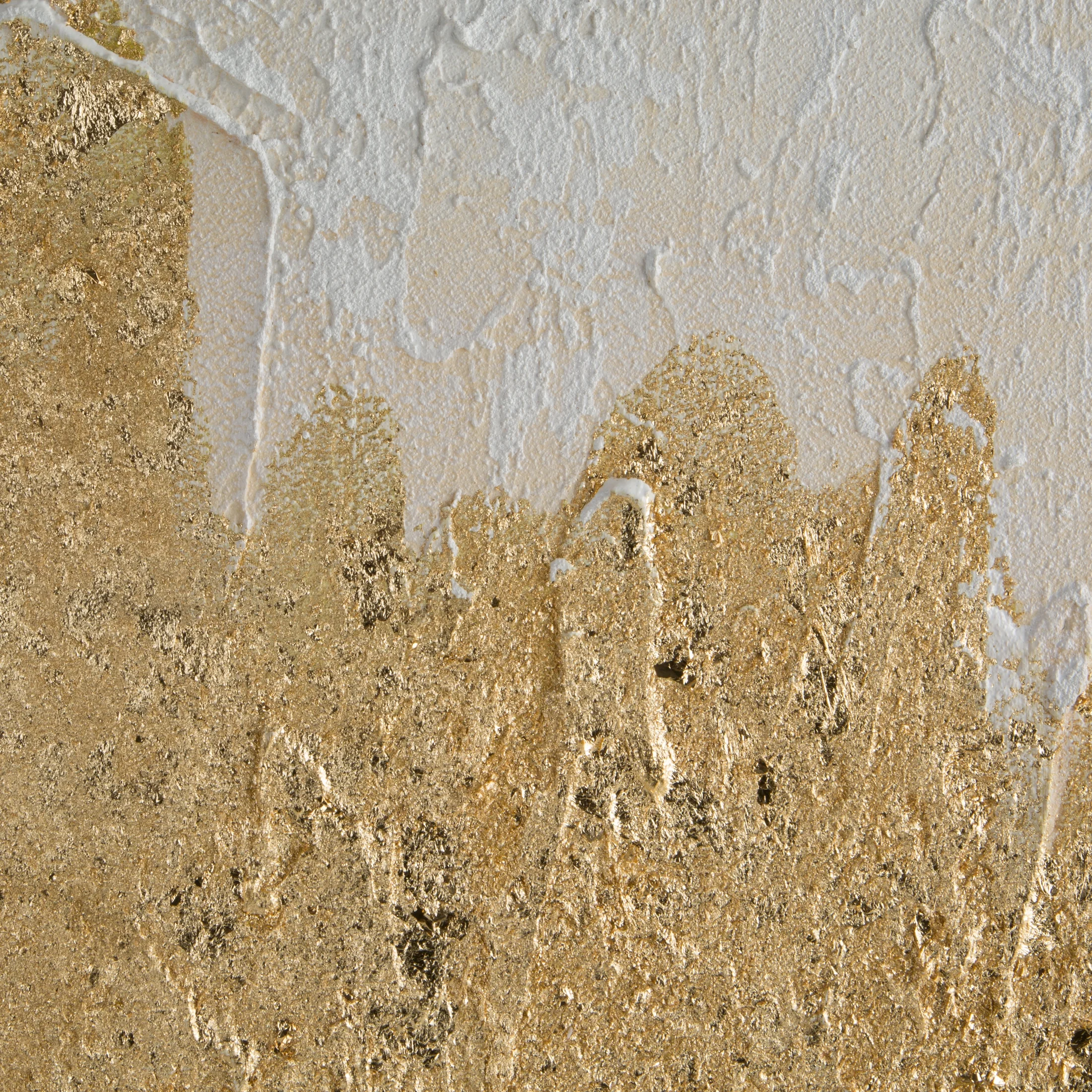 Obraz abstrakcja biało, złocisty ręcznie malowany na płótnie 80x80 cm ABSTRACT