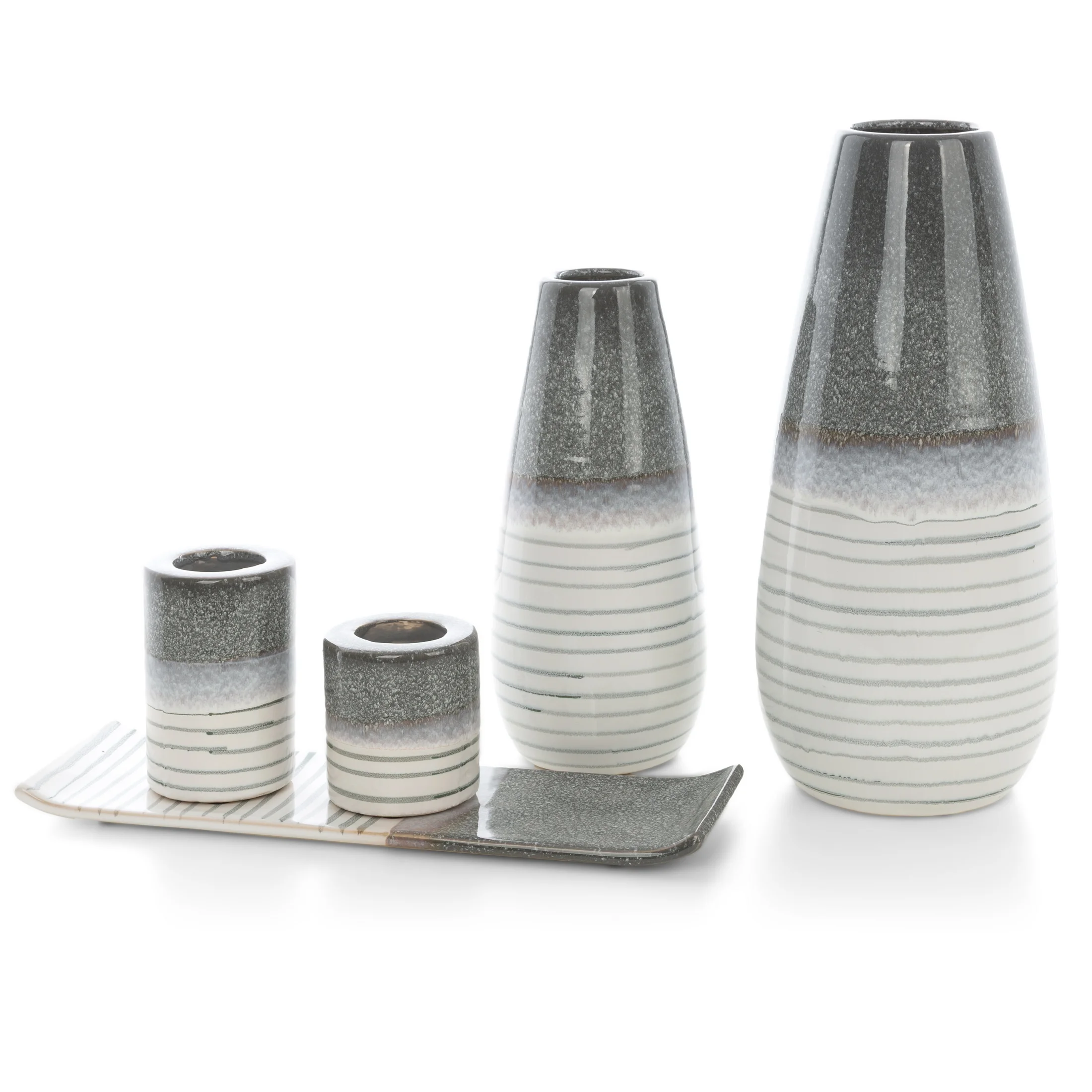 Wazon dekoracyjny biało, popielaty 19x39 cm VIKI