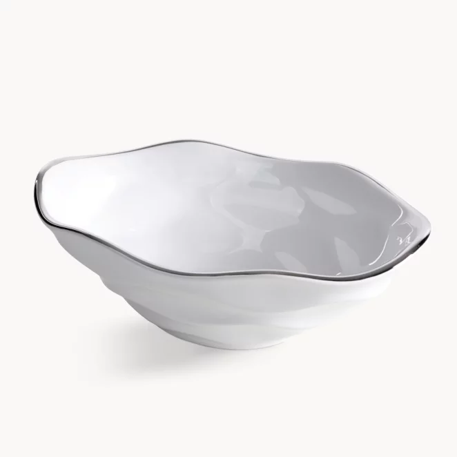 Misa dekoracyjna biało, srebrna 25x16x8 cm BONI