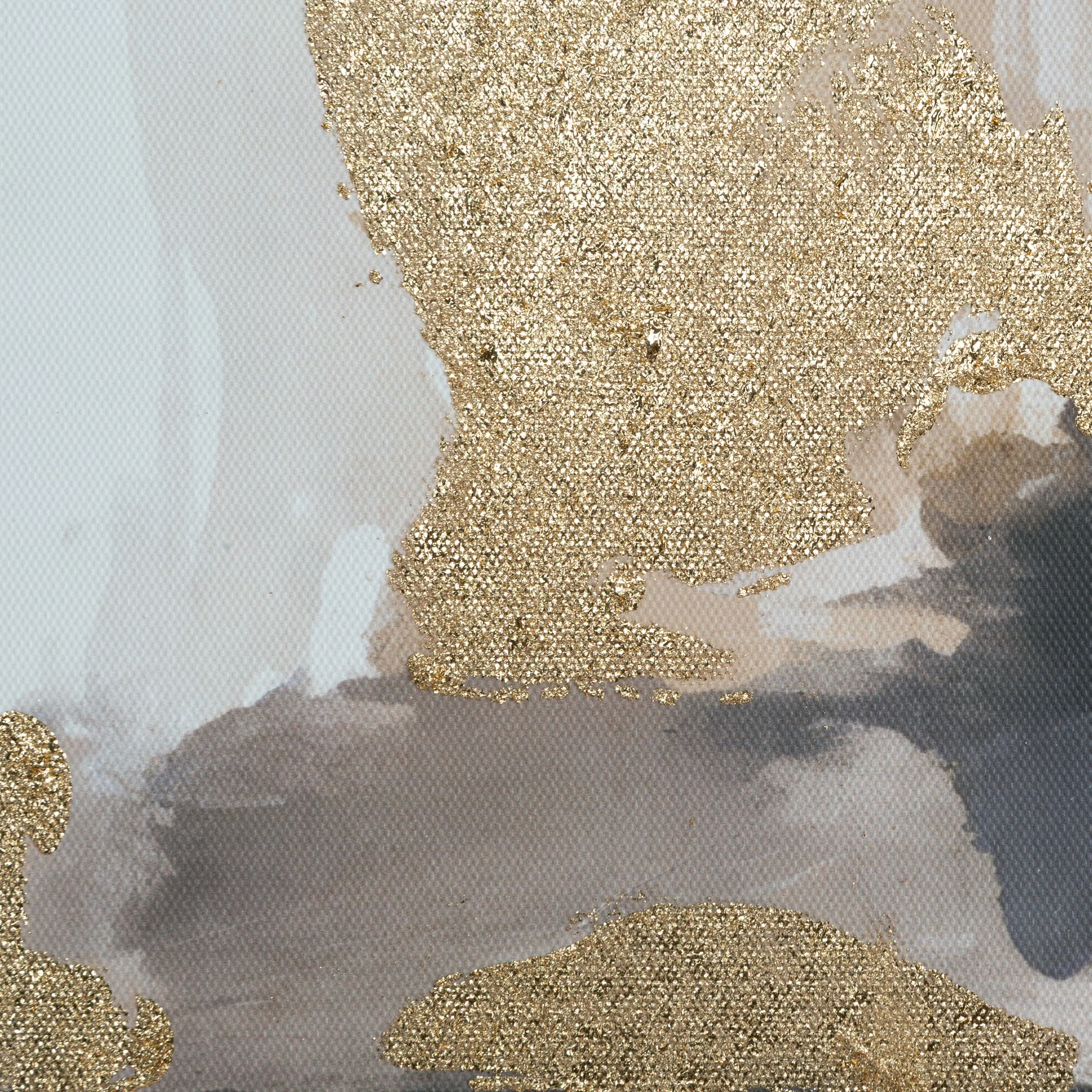 Obraz abstarkcja beżowo, złoty ręcznie malowany na płótnie 80x80 cm