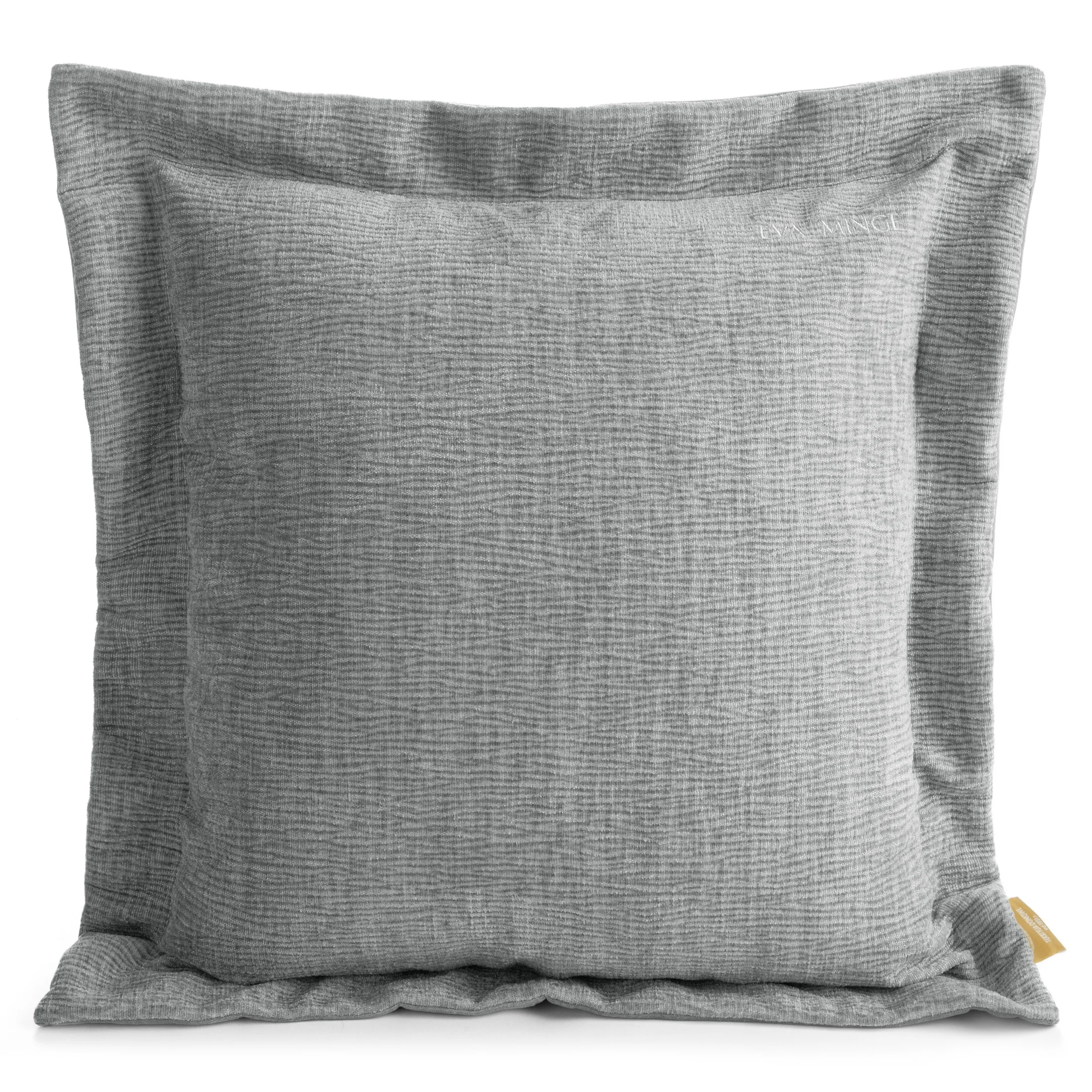 Poszewka na poduszkę 55x55 cm z szenilowej tkaniny srebrna o widocznym ozdobnym splocie Eva Minge Elegante | eurofirany