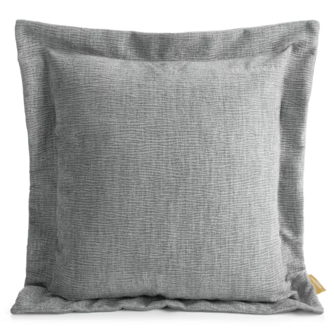 Poszewka na poduszkę  55x55 cm z szenilowej tkaniny srebrna o widocznym ozdobnym splocie Eva Minge Elegante