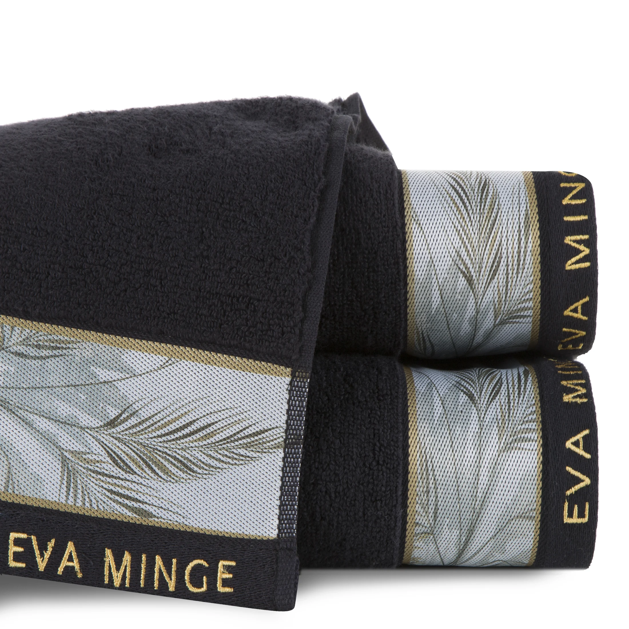 Ręcznik do rąk 30x50 cm bawełniany kolor czarny z designerską bordiurą 500 g/m2 EVA 17 Eva Minge