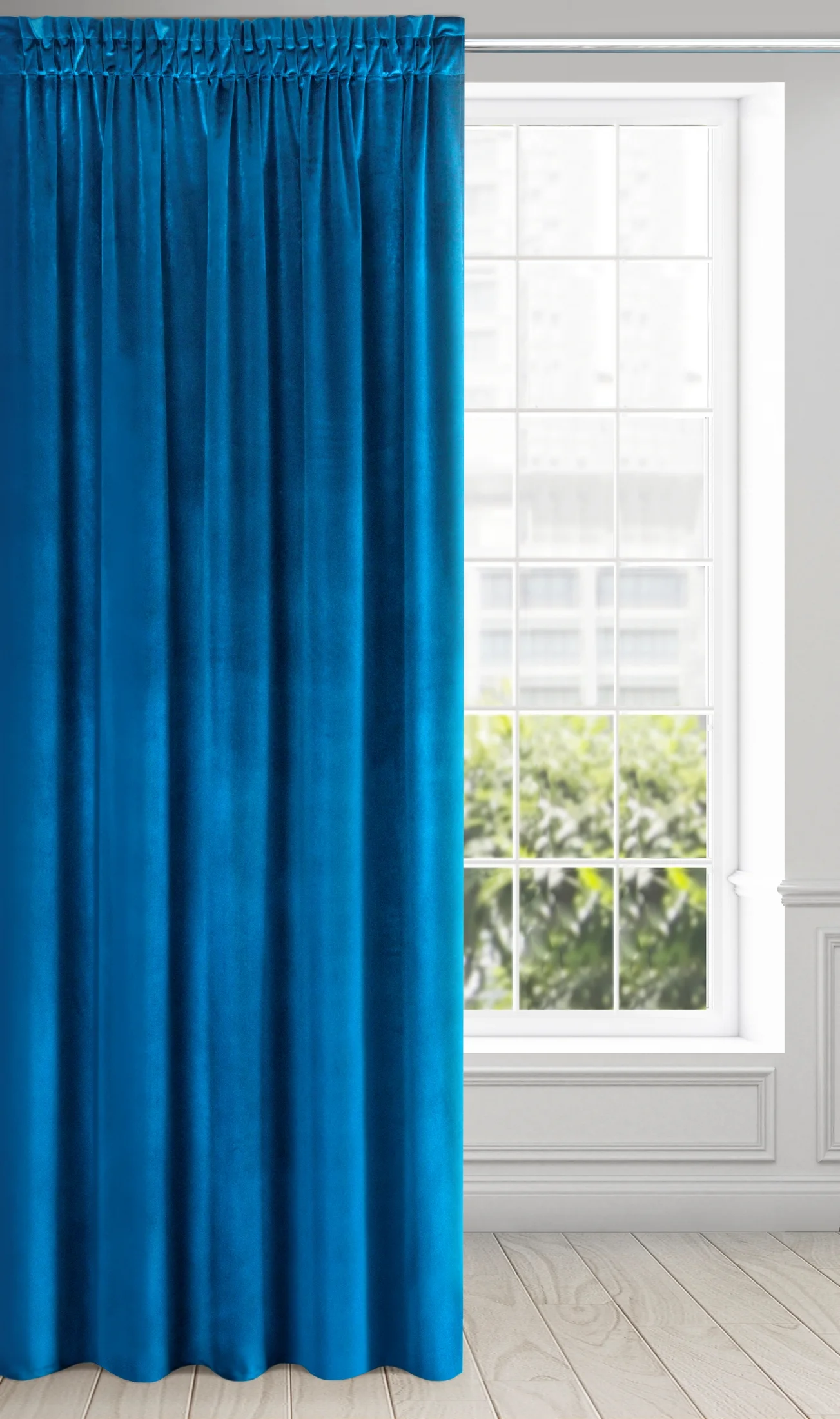 Zasłona welwetowa granatowa z połyskiem 140x300 cm taśma - SAMANTA