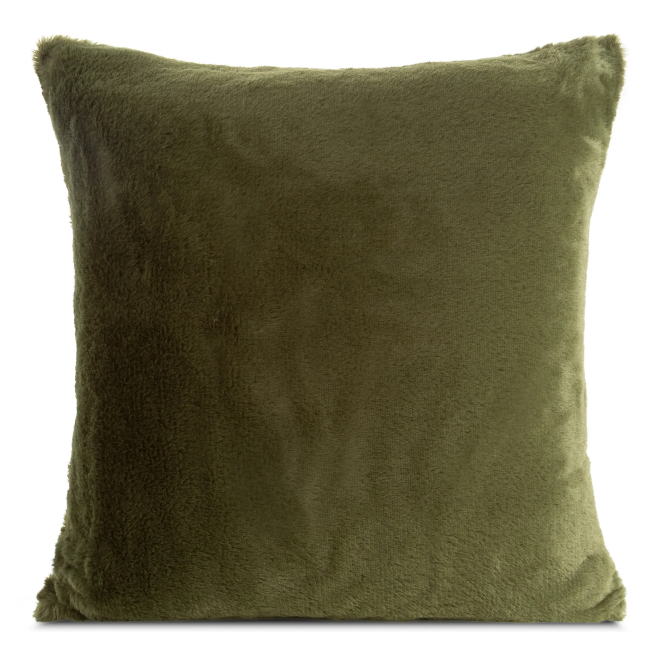 Poszewka na poduszkę 45x45 cm oliwkowa z miękkiej futrzanej tkaniny NINA | eurofirany