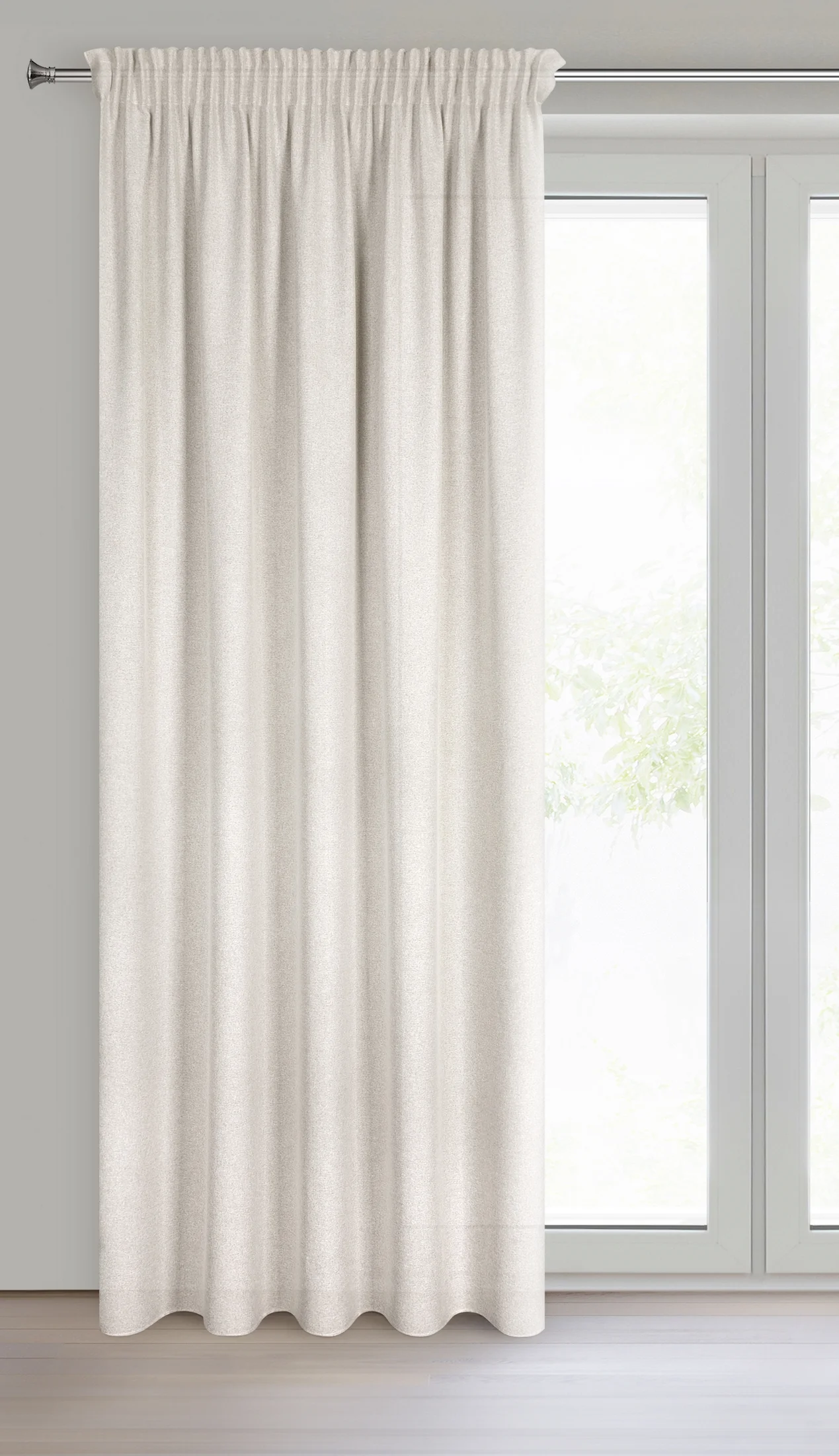 Zasłona jasnobeżowa w stylu eko 140x270 taśma ERIS