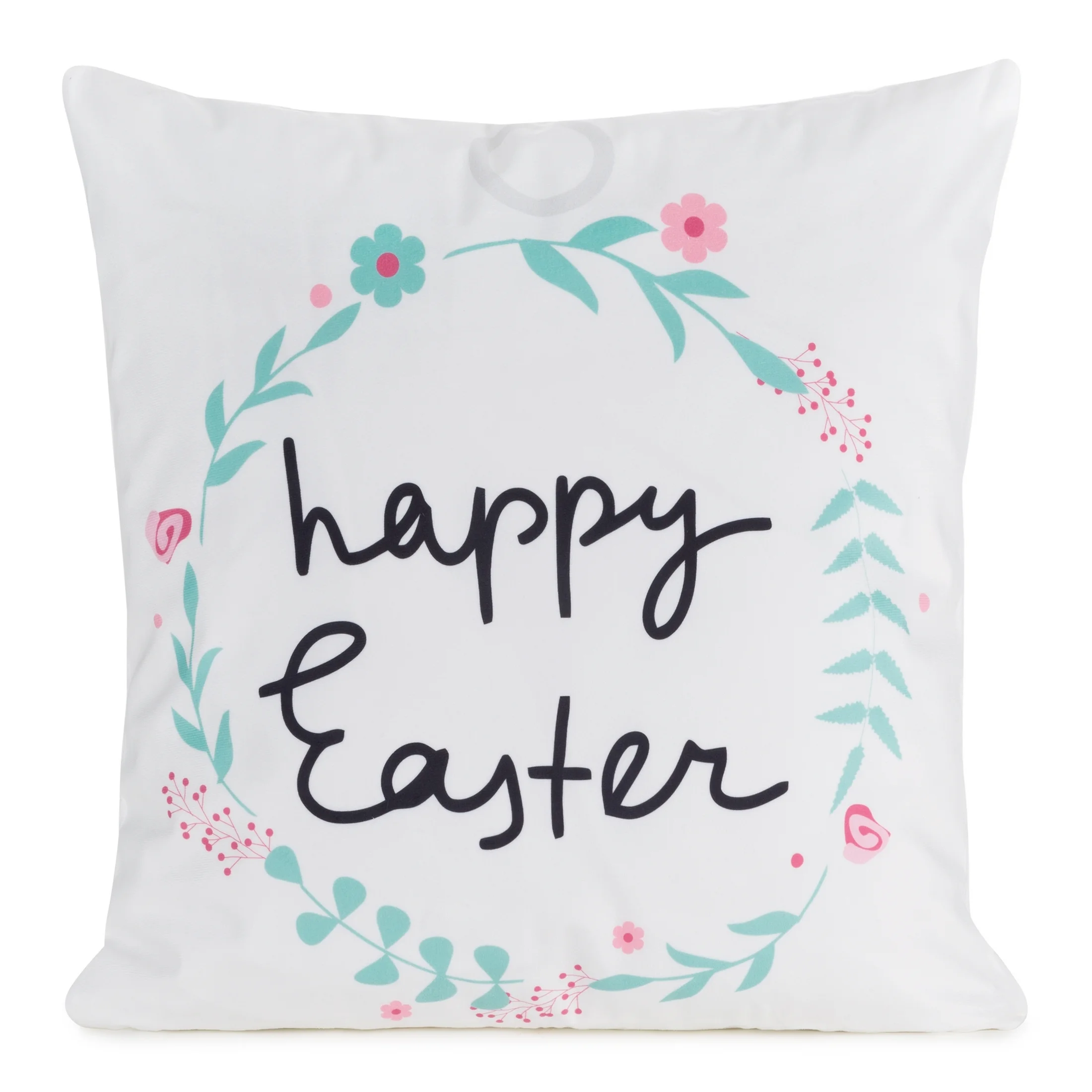 Poszewka na poduszkę 45x45 cm z weluru biało, czarna zdobiona subtelnym nadrukiem WIOSNA 4