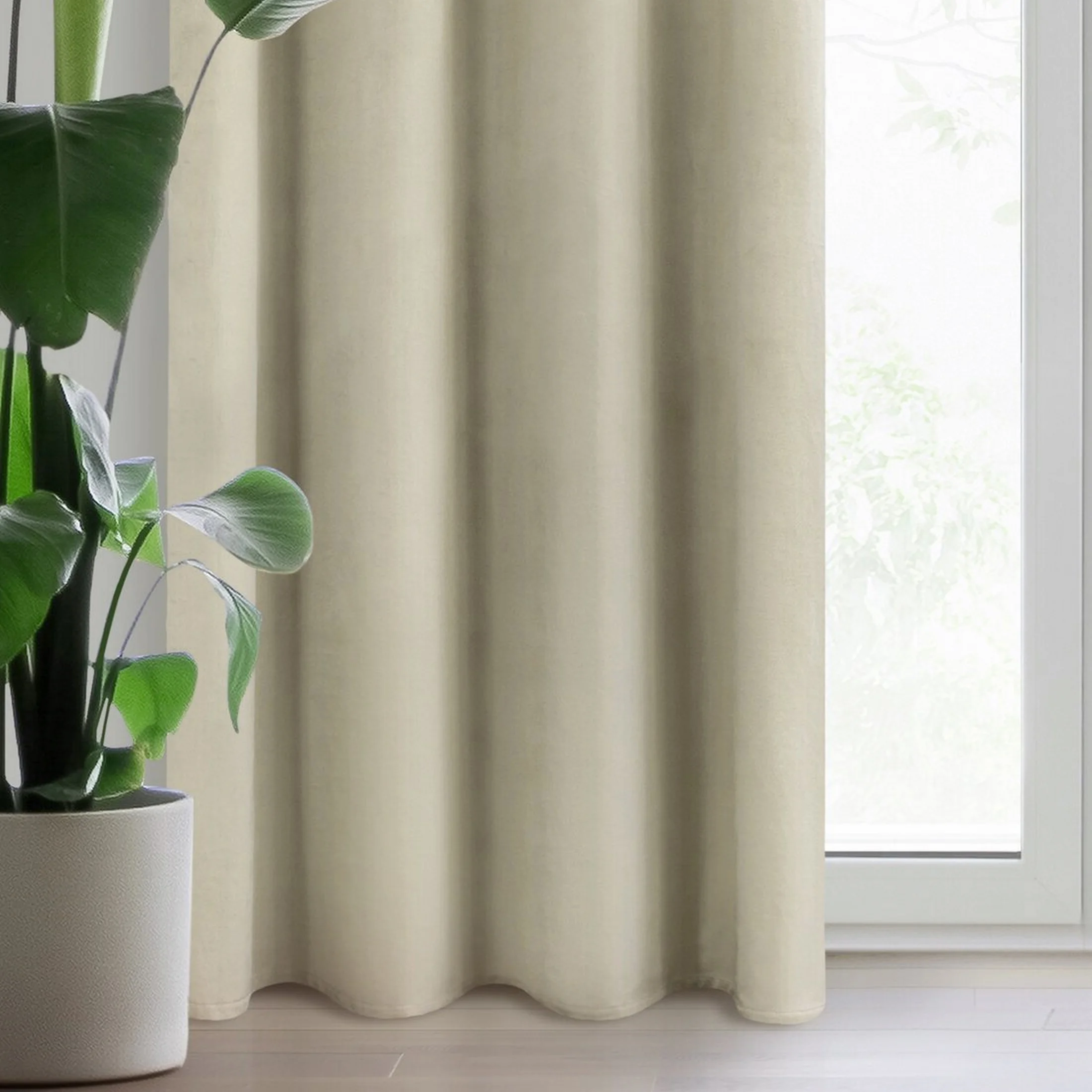 Zasłona welwetowa kremowa 140x250 cm przelotka - ROSA - Design 91 | eurofirany