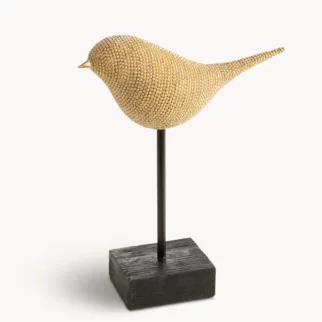 Figurka złota w kształcie ptaszka o drobnym strukturalnym wzorze 17x6x20 cm ELDO 2
