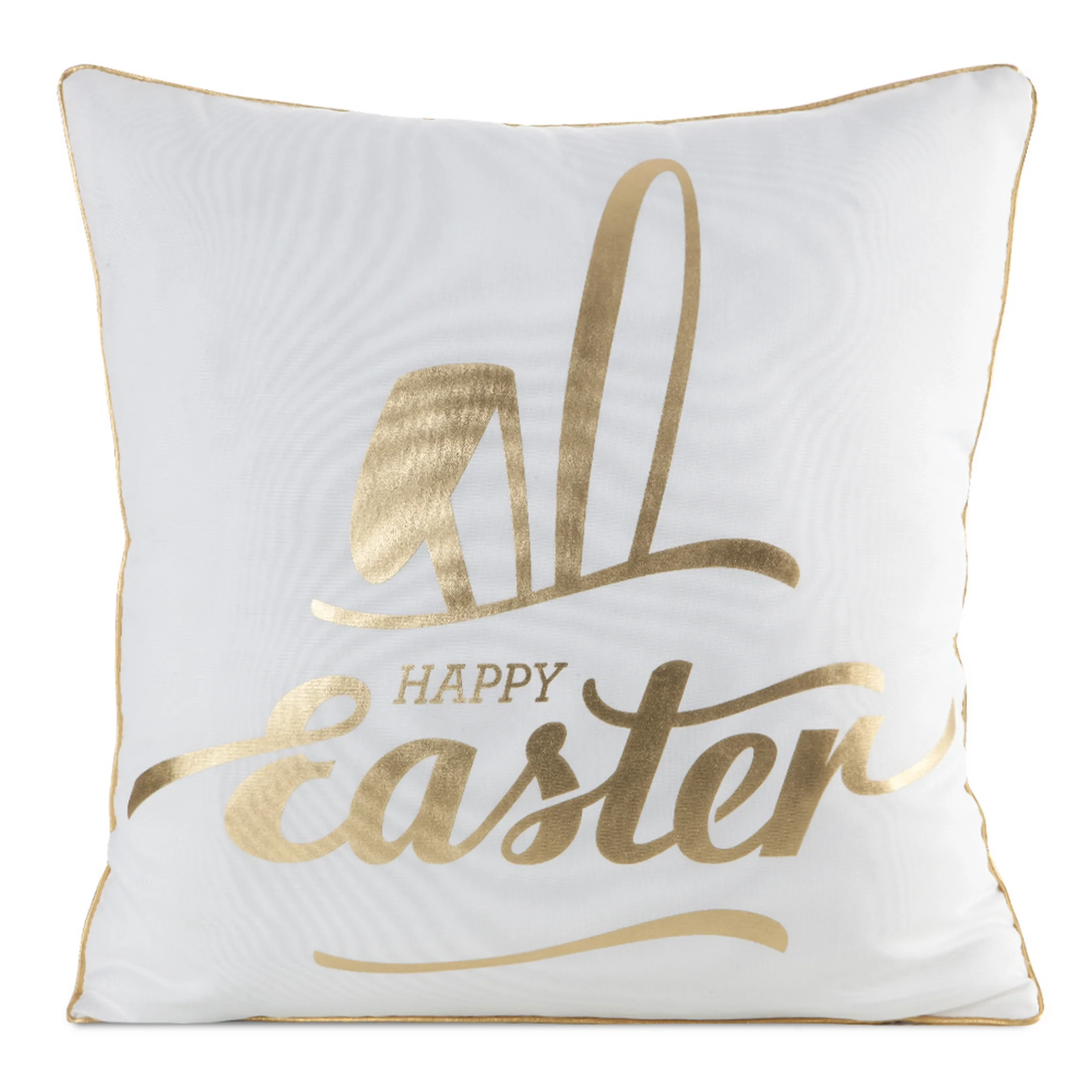 Poszewka na poduszkę 45x45 cm biało, złota z ozdobną lamówką WIOSNA 41 | eurofirany
