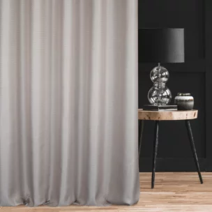 Zasłona szyta na flexach beżowa z tkaniny w geometryczny wzór Pierre Cardin