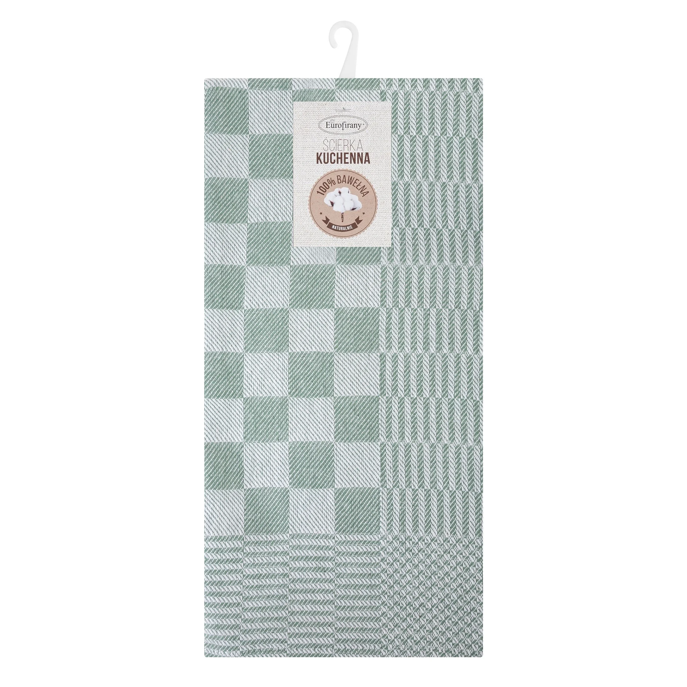 Komplet ściereczek kuchennych 2szt 50x70 cm bawełniany kolor zielony zdobionych motywem szachownicy 200 g/m2 MAURO