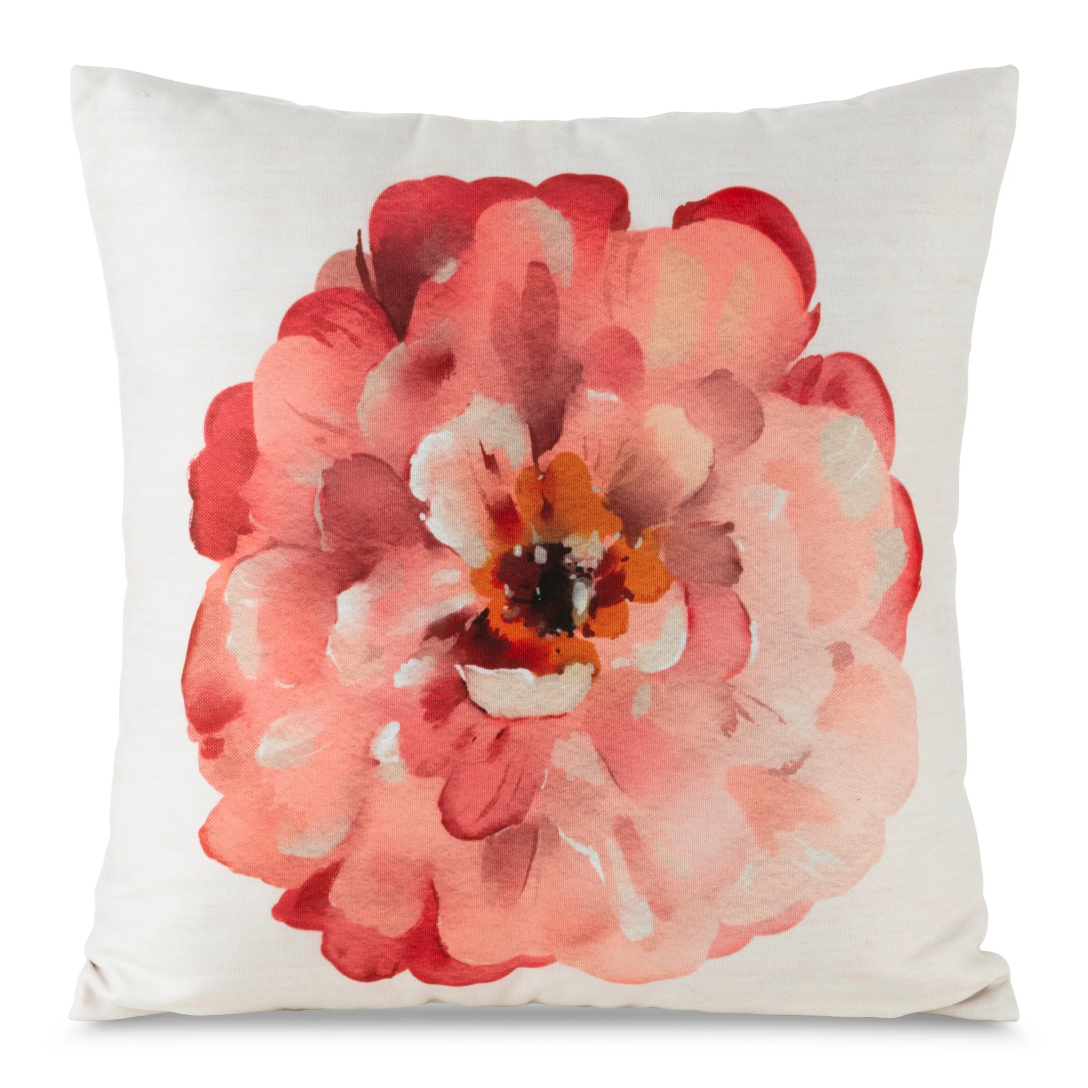 Poszewka na poduszkę 45x45 cm welwetowa kolor naturalny, różowy z motywem kwitnących kwiatów SUMMER 2 | eurofirany