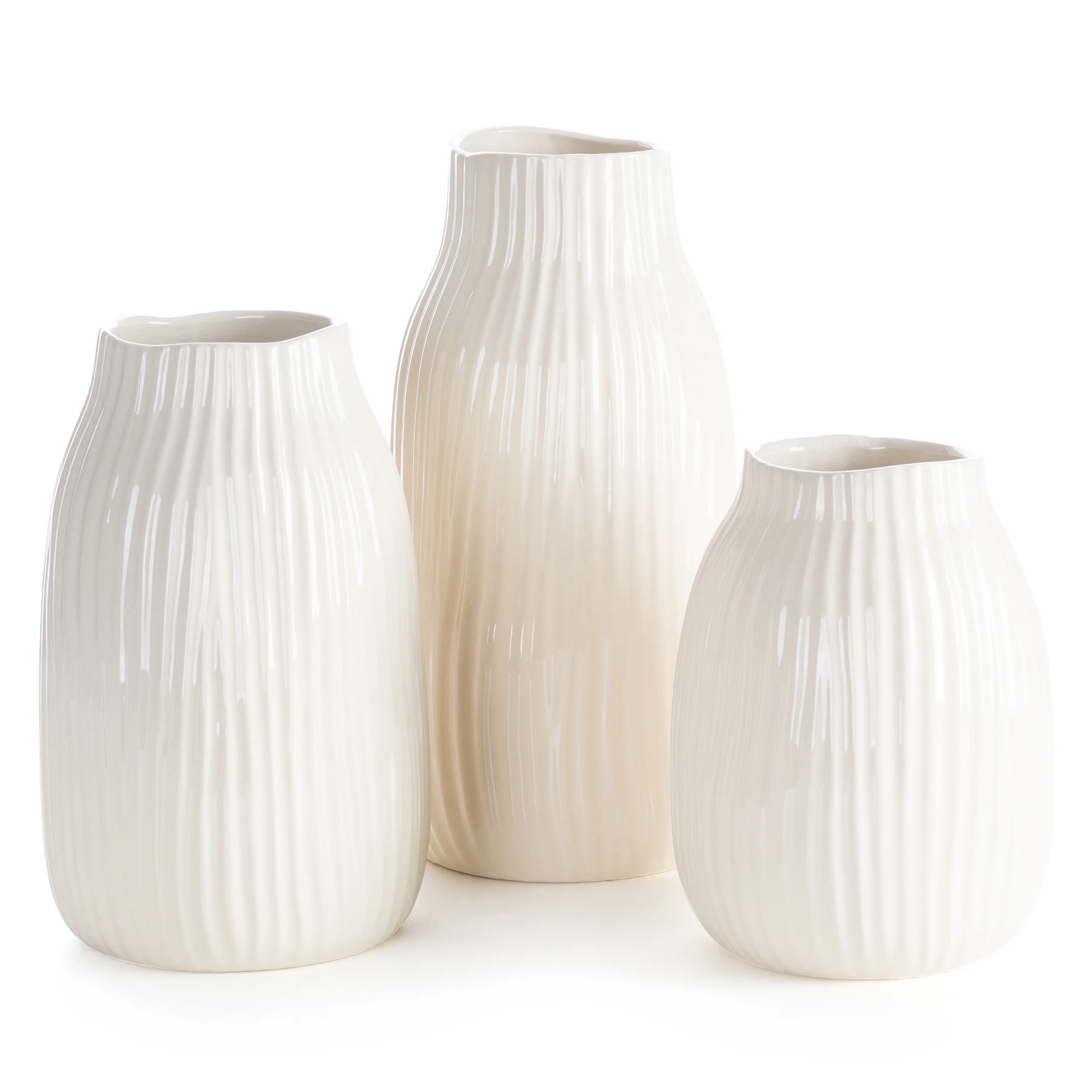 Wazon kremowy w wytłaczanym wzorem 15x31 cm JENNY - kolekcja SEA SUMMER