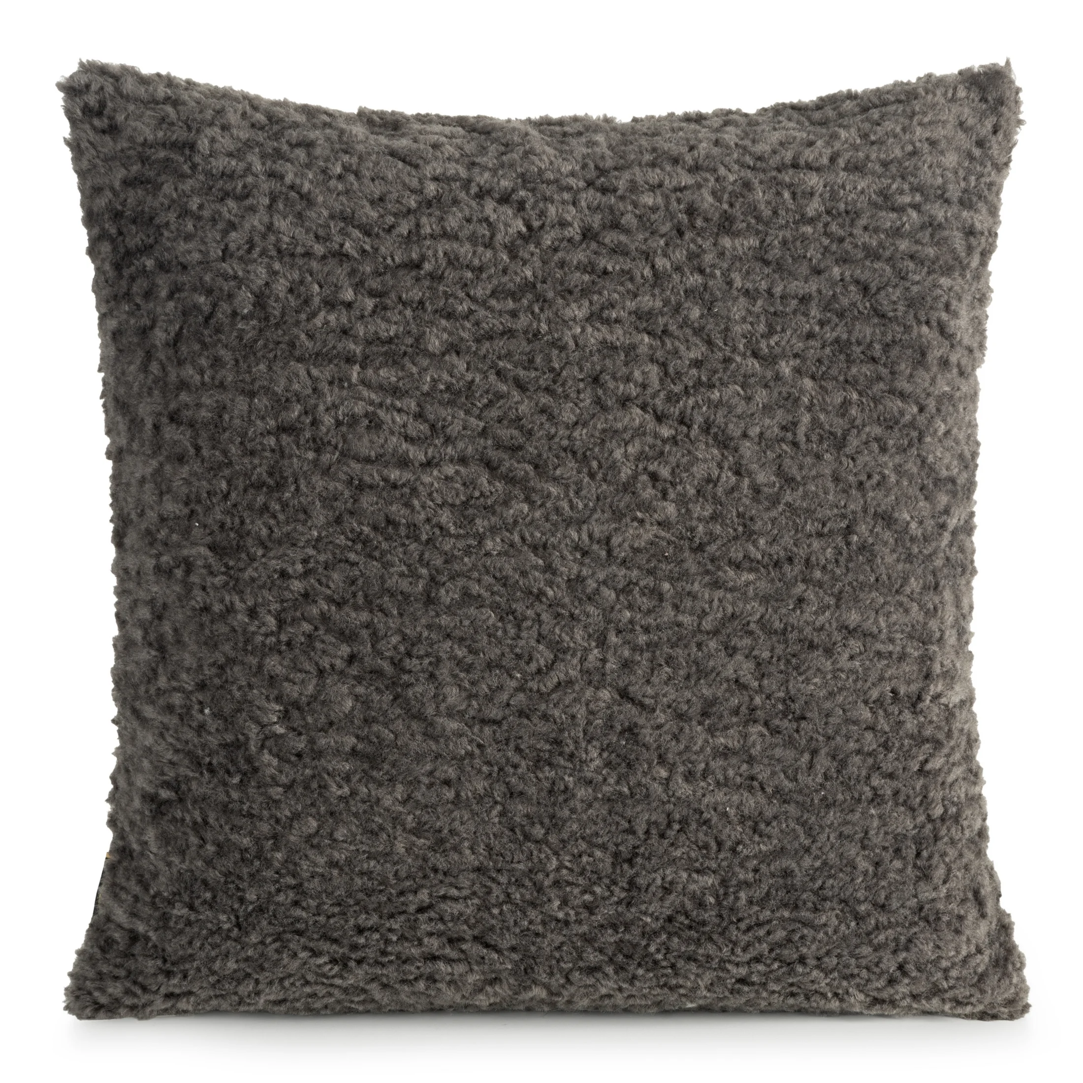 Poszewka na poduszkę 50x50 cm z miękkiej tkaniny barankowej grafitowa BUKLA | eurofirany