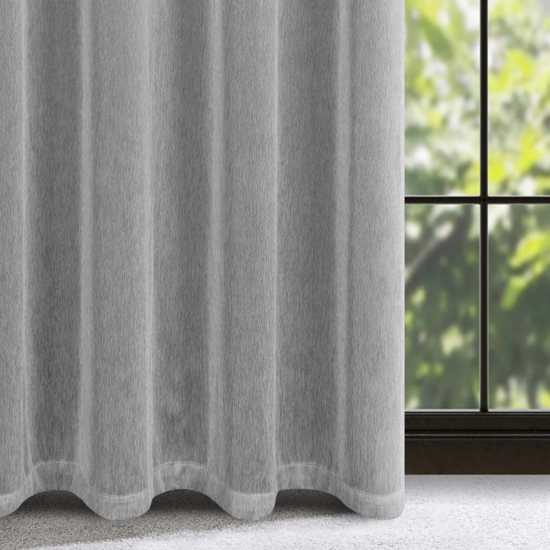 Zasłona stalowa o strukturze siateczki 140x250 cm przelotka - ADELA | eurofirany