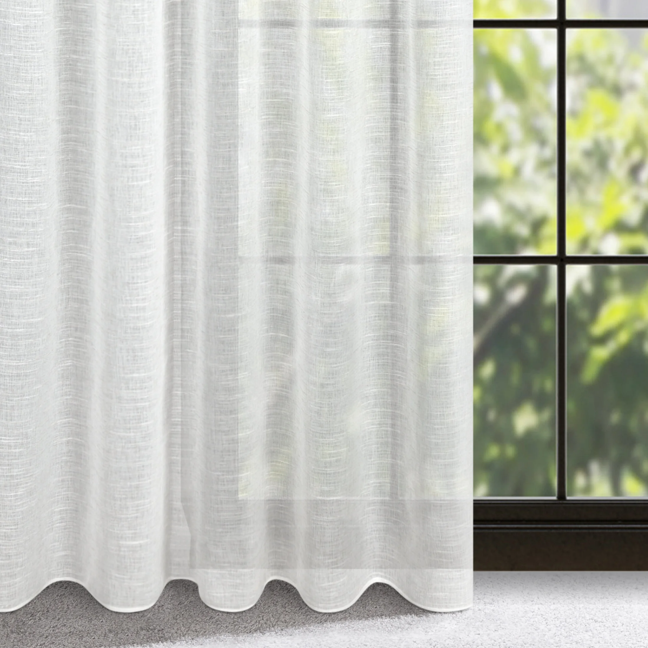 Zasłona ze zwiewnej tkaniny o płóciennym splocie 140x270 cm taśma - KELSI | eurofirany