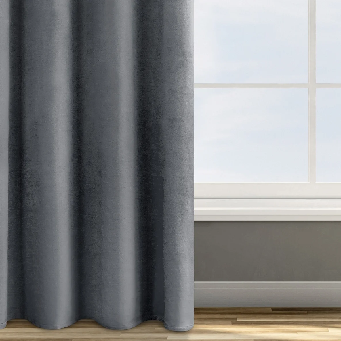 Zasłona welwetowa grafitowa 140x250 cm przelotka - ROSA - Design 91 | eurofirany