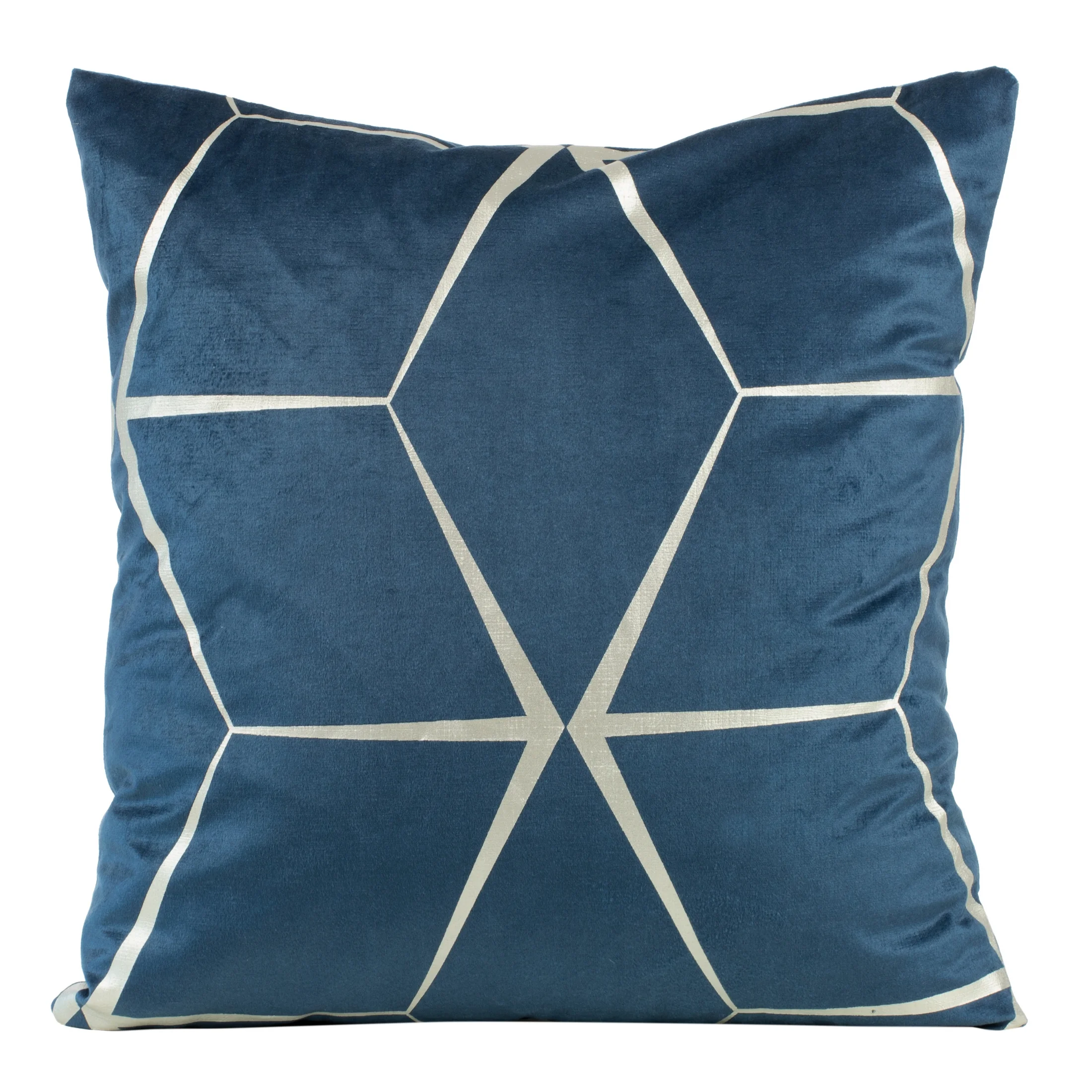 Poszewka na poduszkę 45x45 cm welwetowa granatowa z nadrukiem geometrycznym BLINK 28 | eurofirany