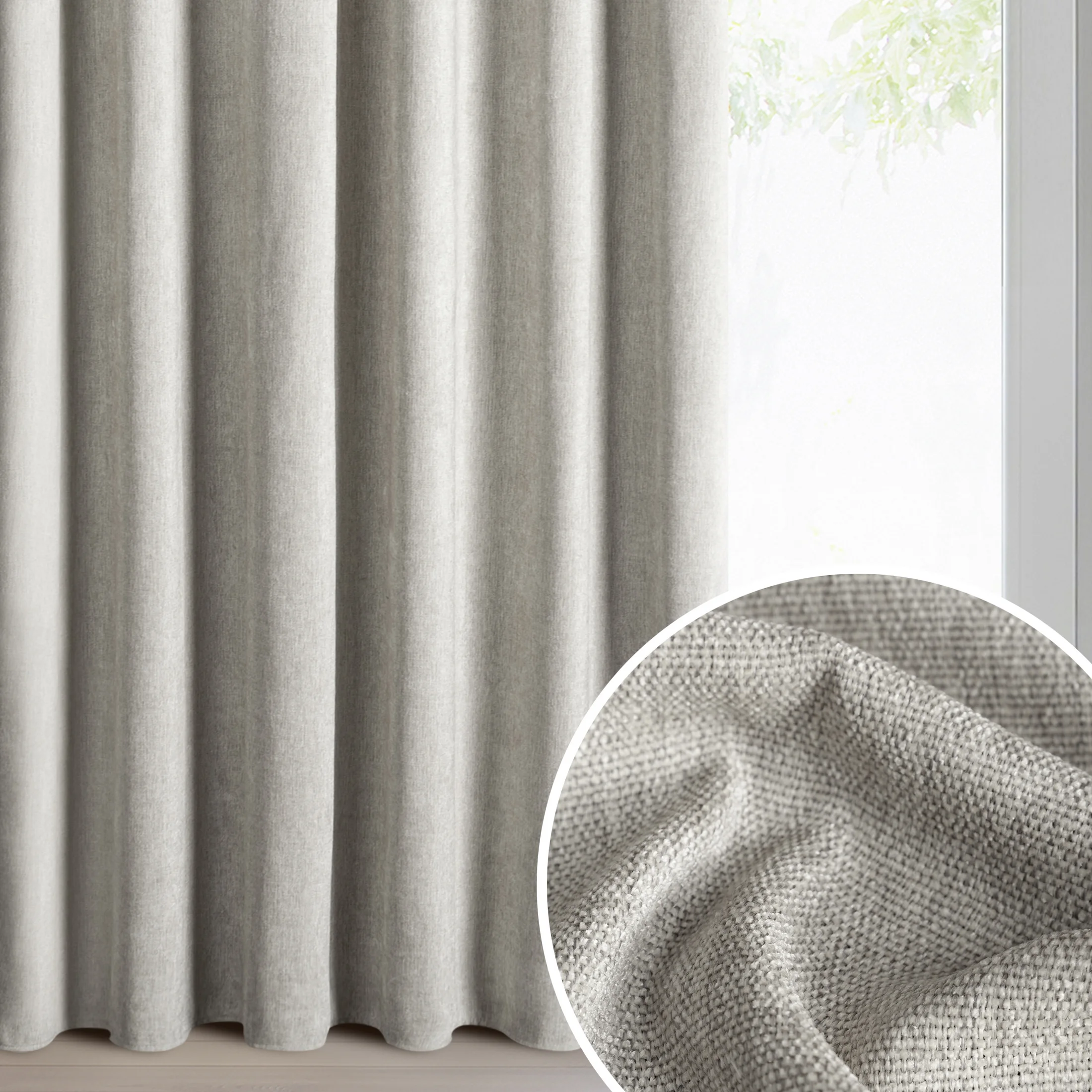 Zasłona stalowa z szenilowej tkaniny 140x270 cm taśma - MEGI | eurofirany