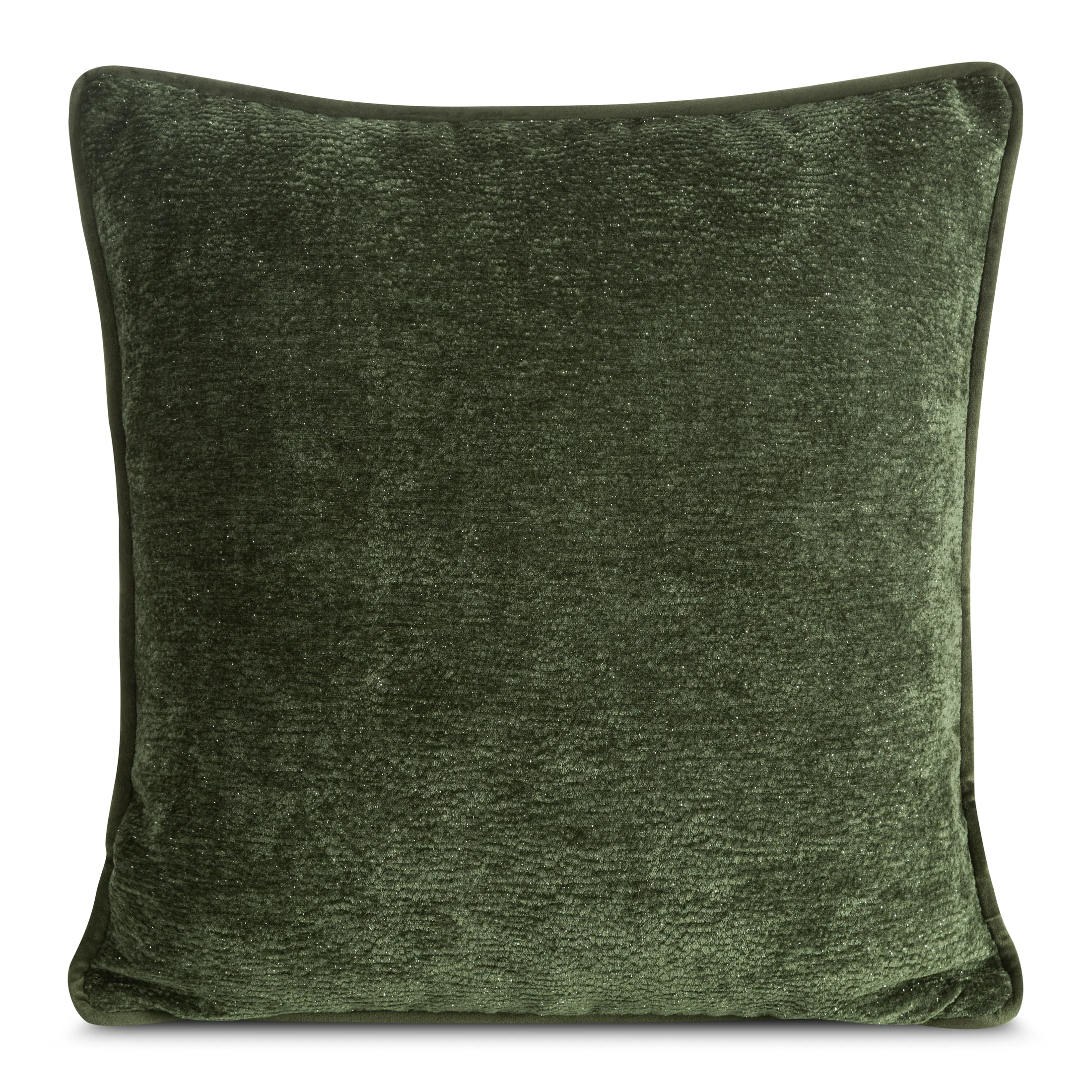 Poszewka na poduszkę 45x45 cm oliwkowa z szenilowej tkaniny z wypustką na brzegach KLARA 02 | eurofirany