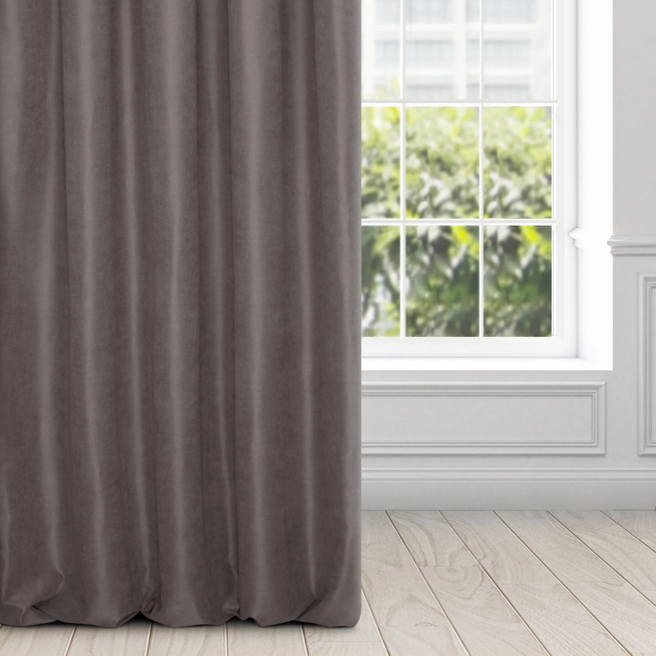 Zasłona grafitowa z tkaniny zamszowej 140x270 taśma - ADA | eurofirany