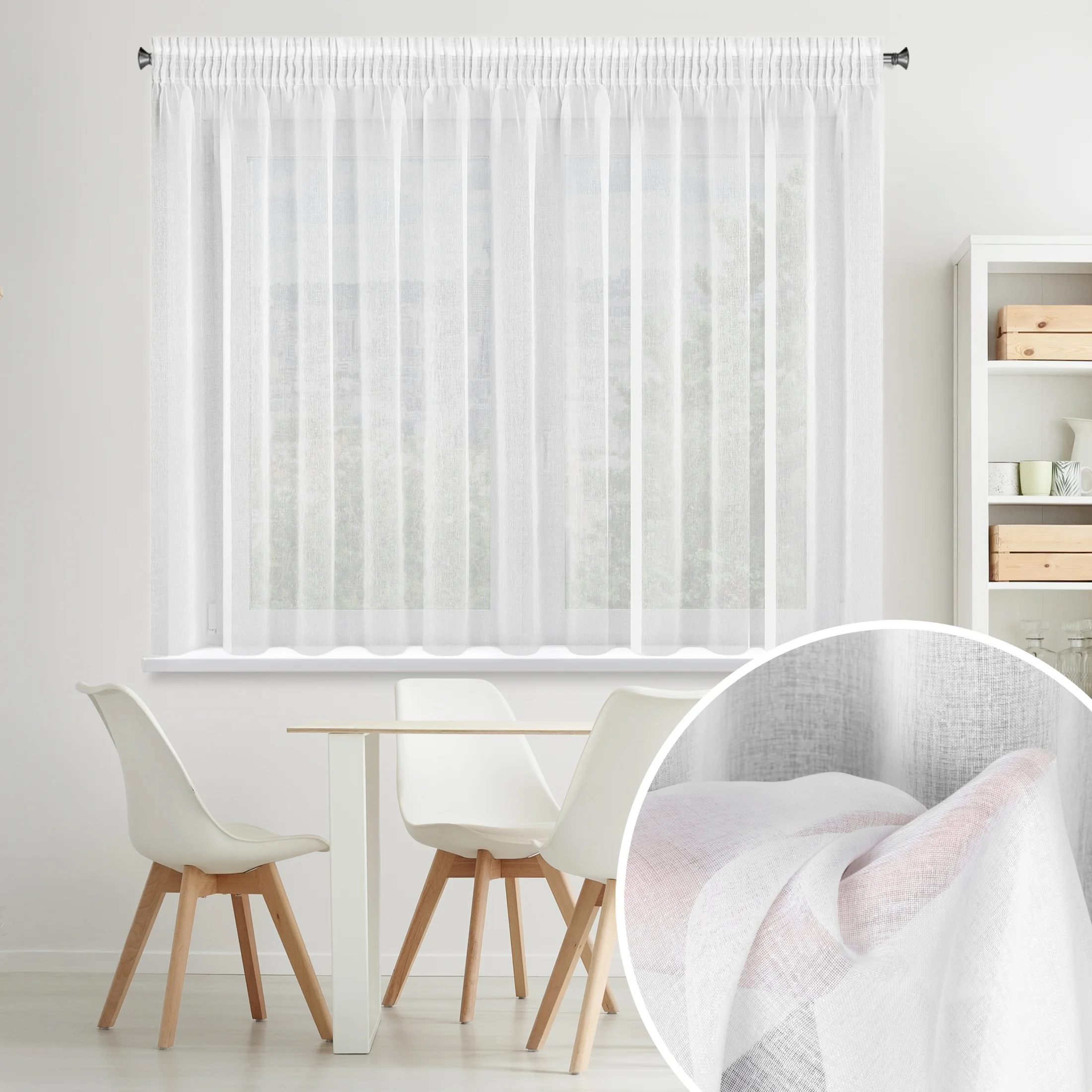 Firana biała z gładkiej matowej etaminy 350x150 cm taśma ELPIDIA | eurofirany