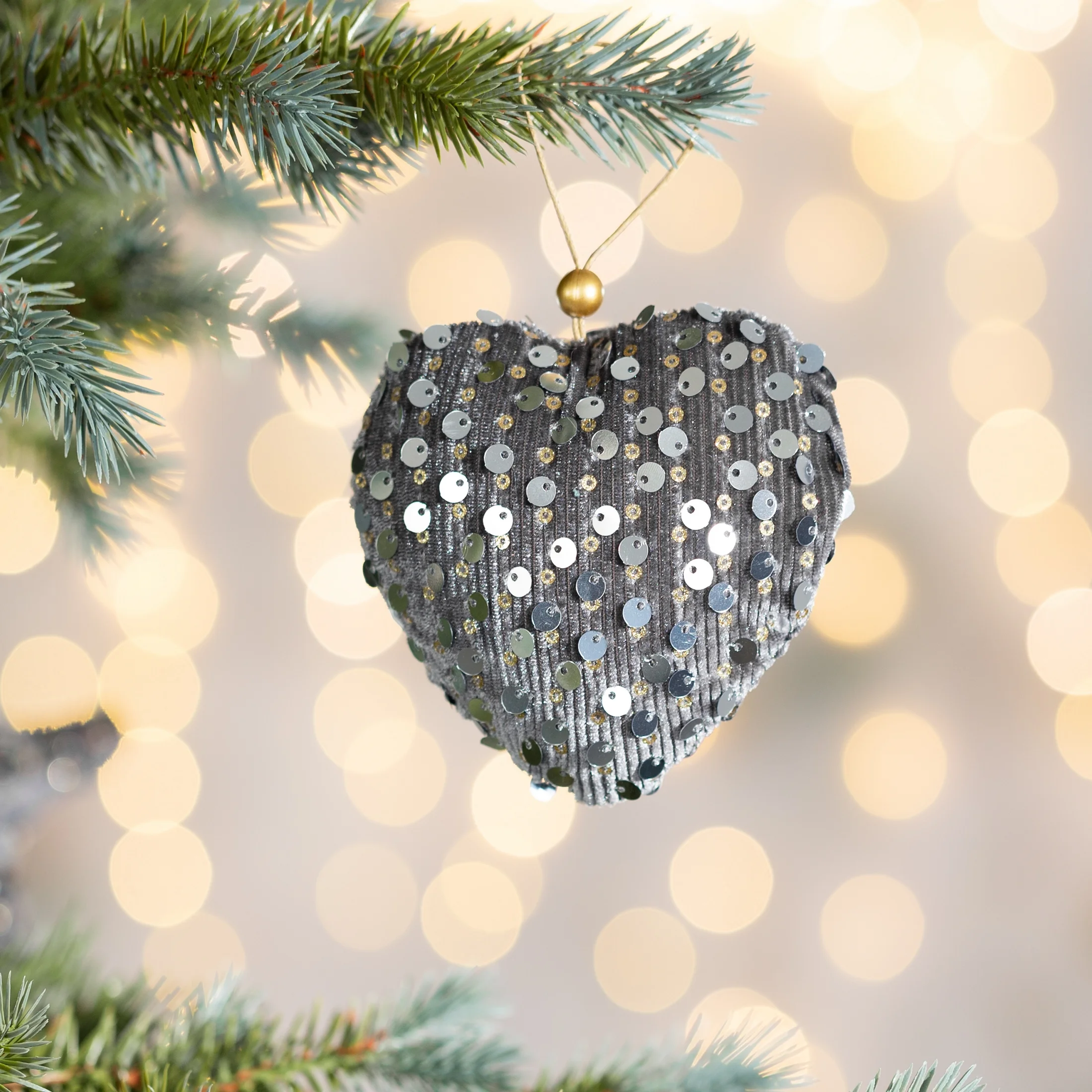 Ozdoba choinkowa SERCE z lśniącymi cekinami | 