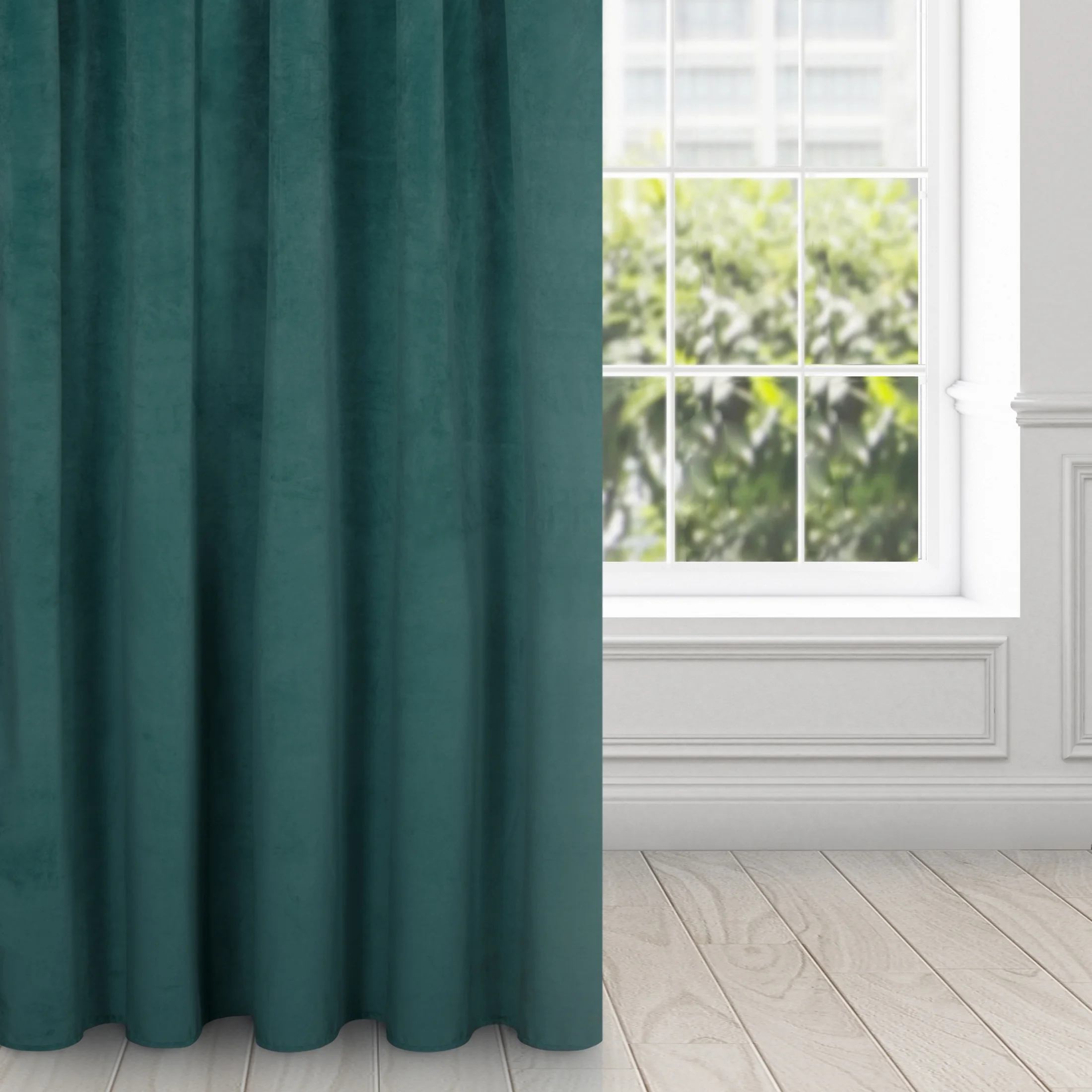 Zasłona ciemno turkusowa z ekskluzywnego aksamitnego welwetu 290 g/m2 140x270 cm taśma - RIA - Diva Line | eurofirany