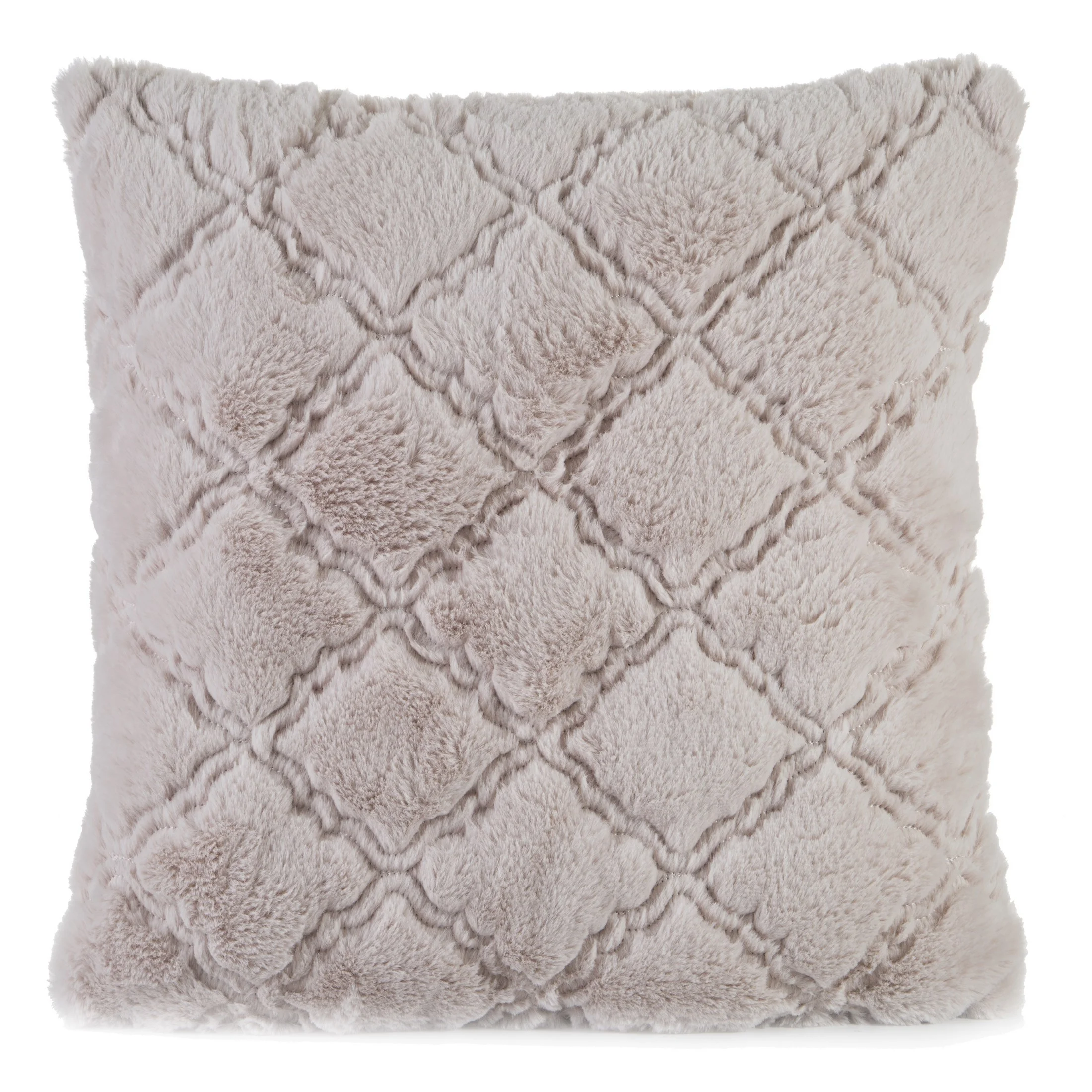 Poszewka na poduszkę 45x45 cm z futerka jasnoróżowa z ozdobnymi przeszyciami GIAN | 