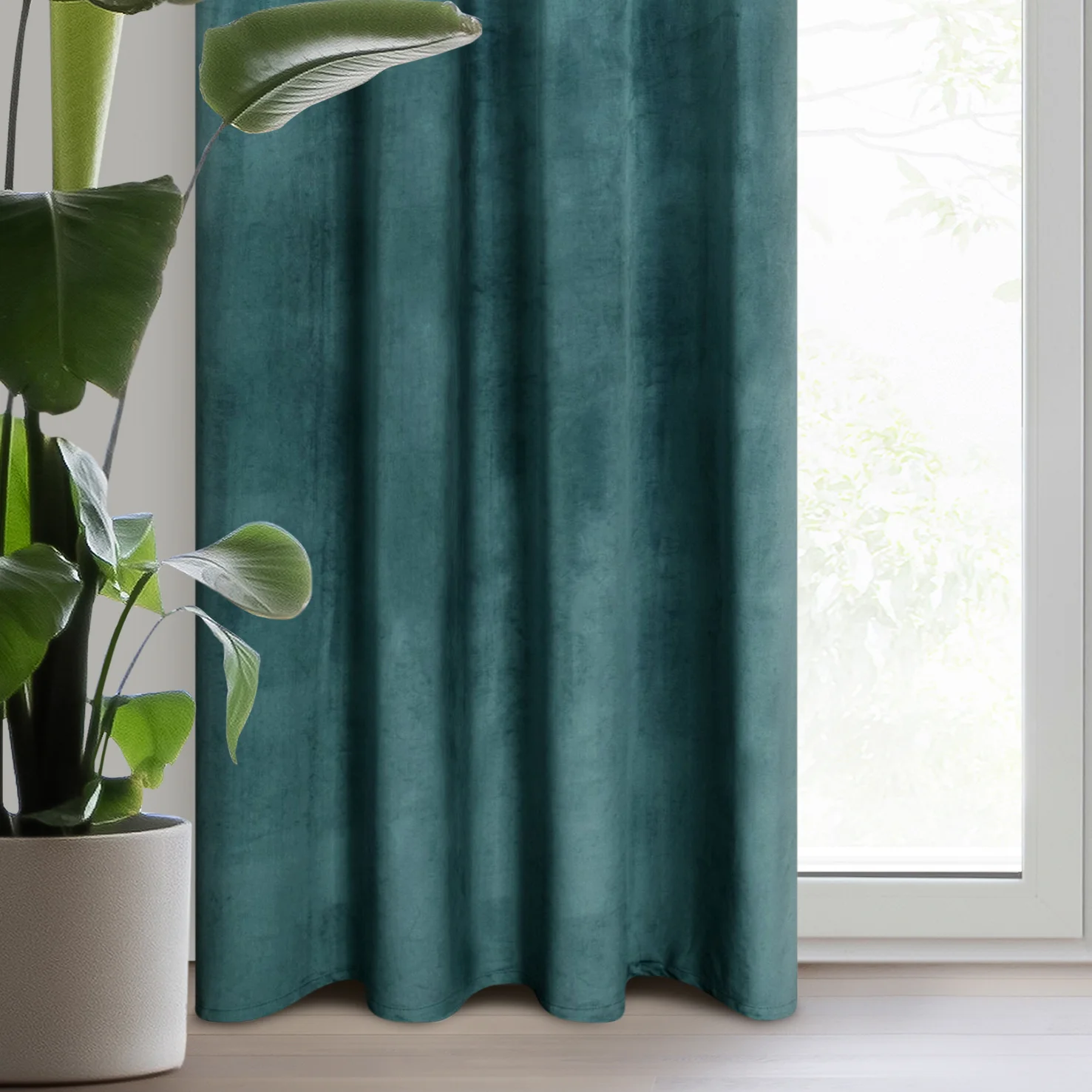 Zasłona welwetowa ciemnoturkusowa 140x250 cm przelotka - ROSA - Design 91 | eurofirany