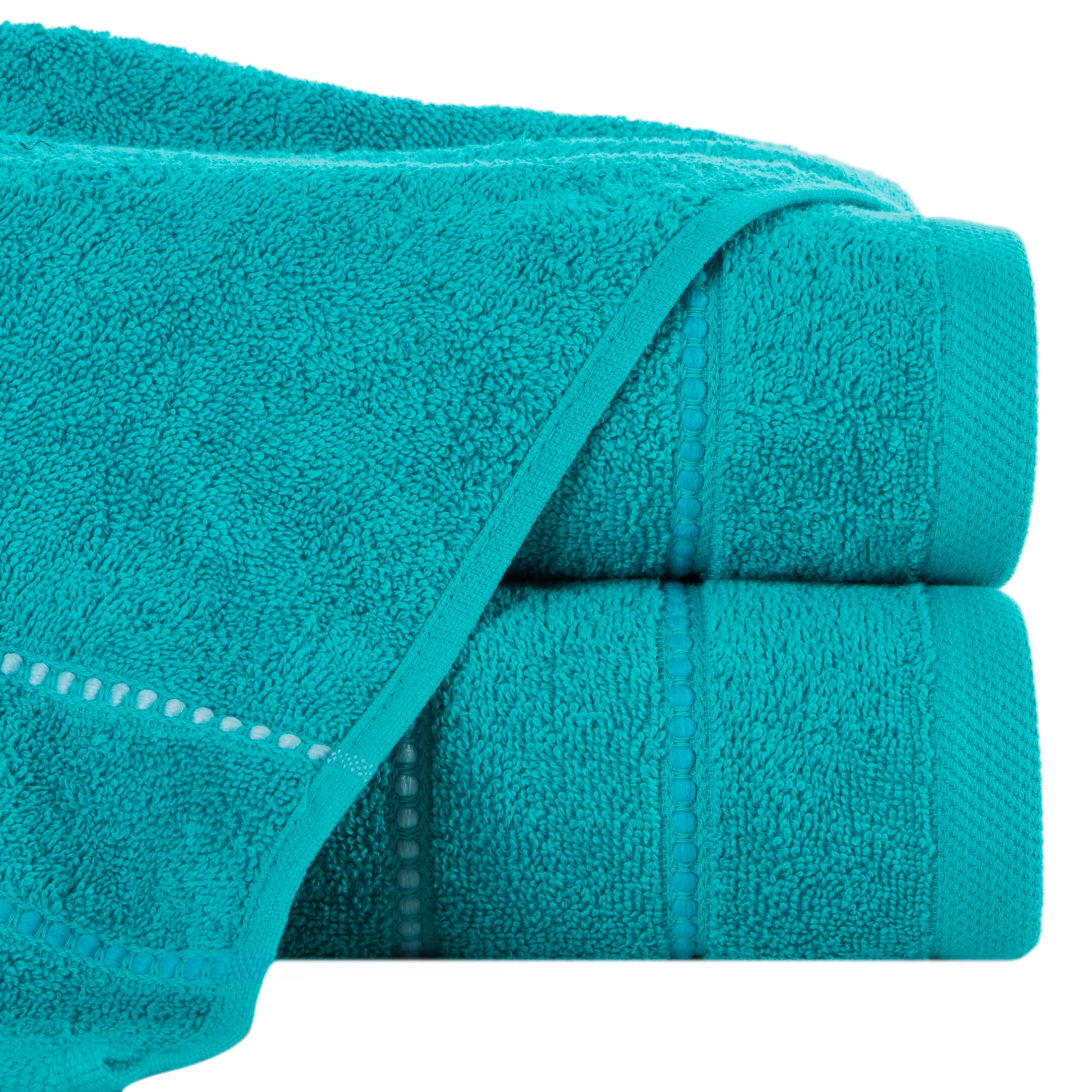 Ręcznik do rąk 30x50 cm bawełniany kolor turkusowy z kontrastującymi paseczkami 500 g/m2 SUZI