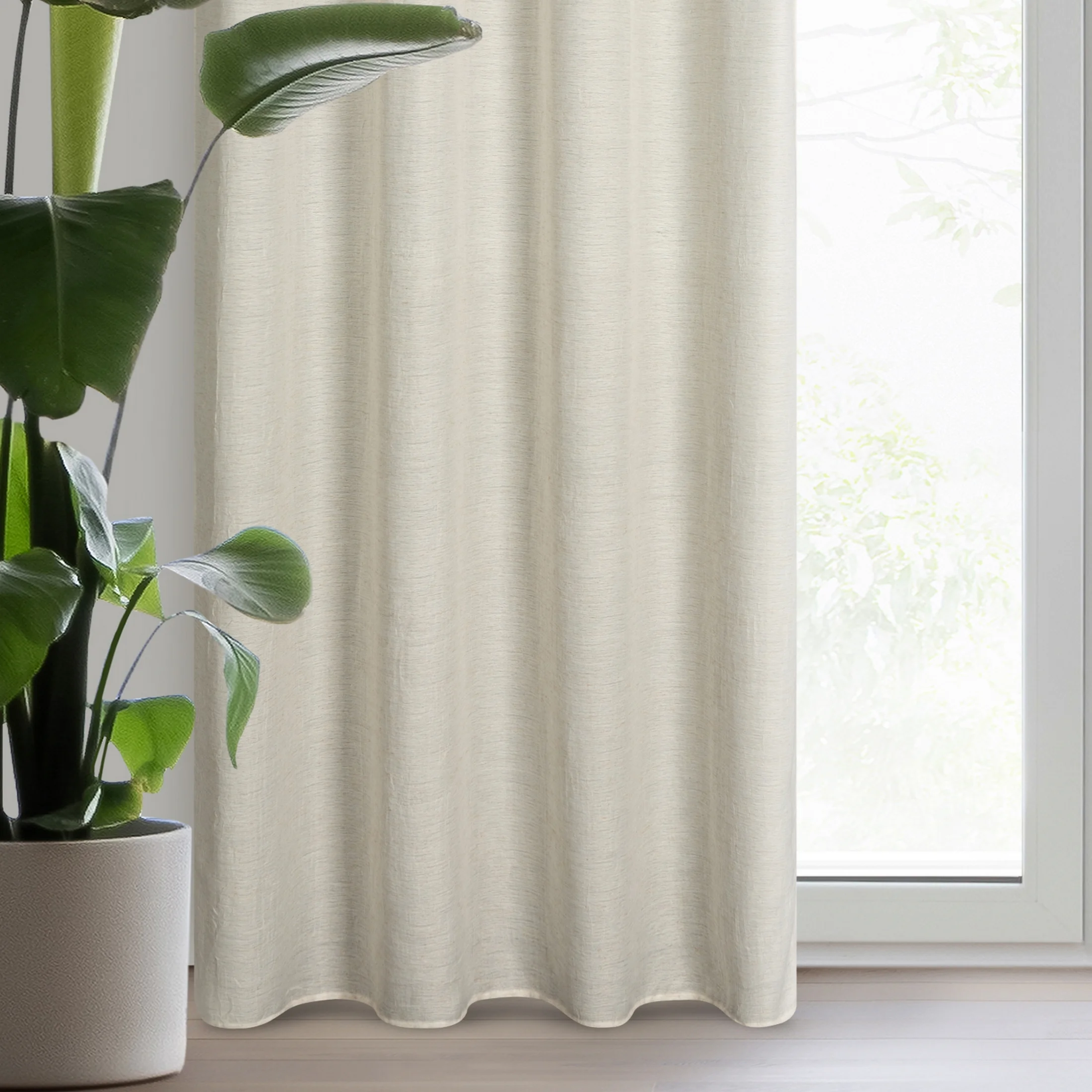 Zasłona naturalna z kreszowanej tkaniny w stylu eko 140x250 cm przelotka - ETNA