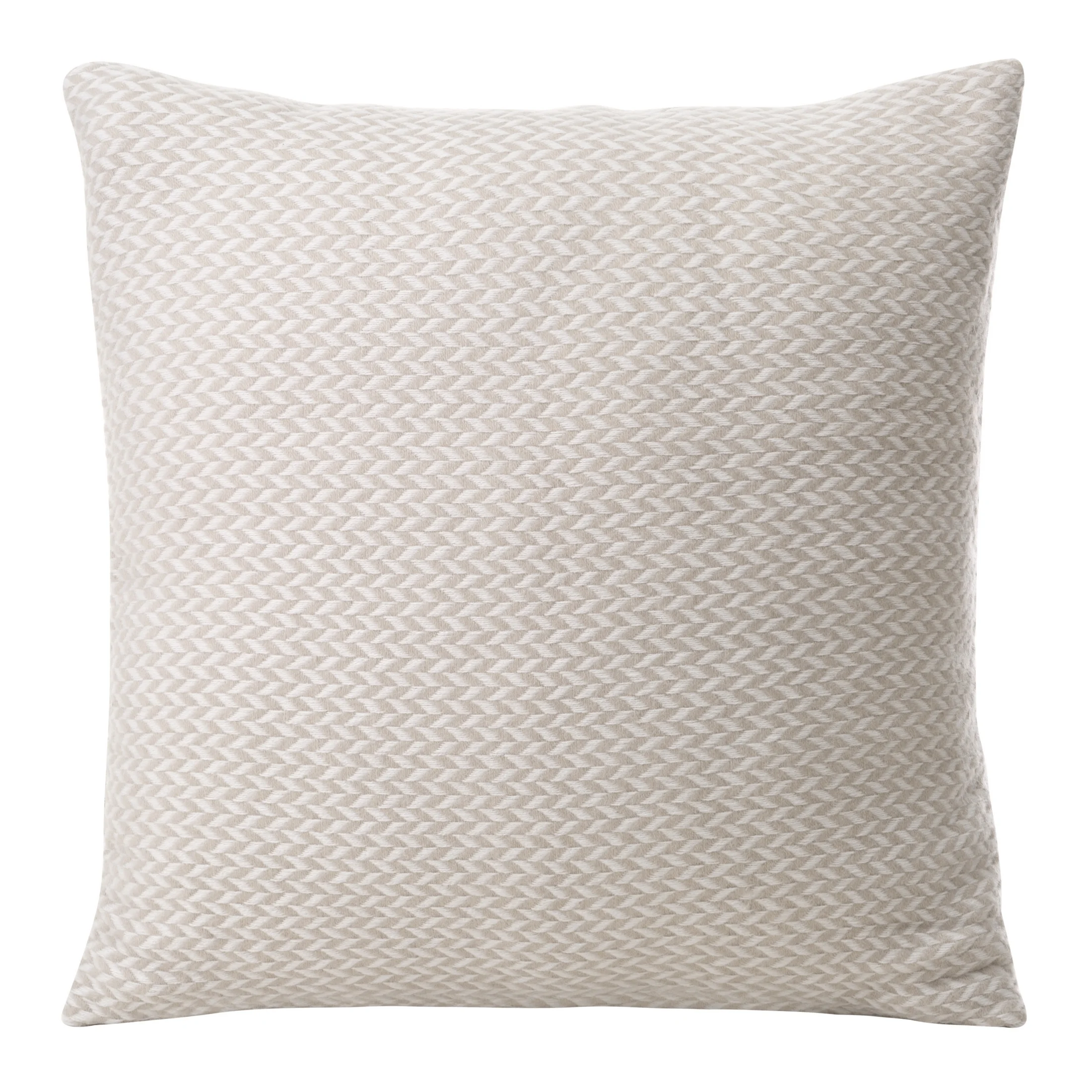 Poszewka na poduszkę 45x45 cm beżowo, biała z drobnym wzorem jodełki AKRYL 3 | 