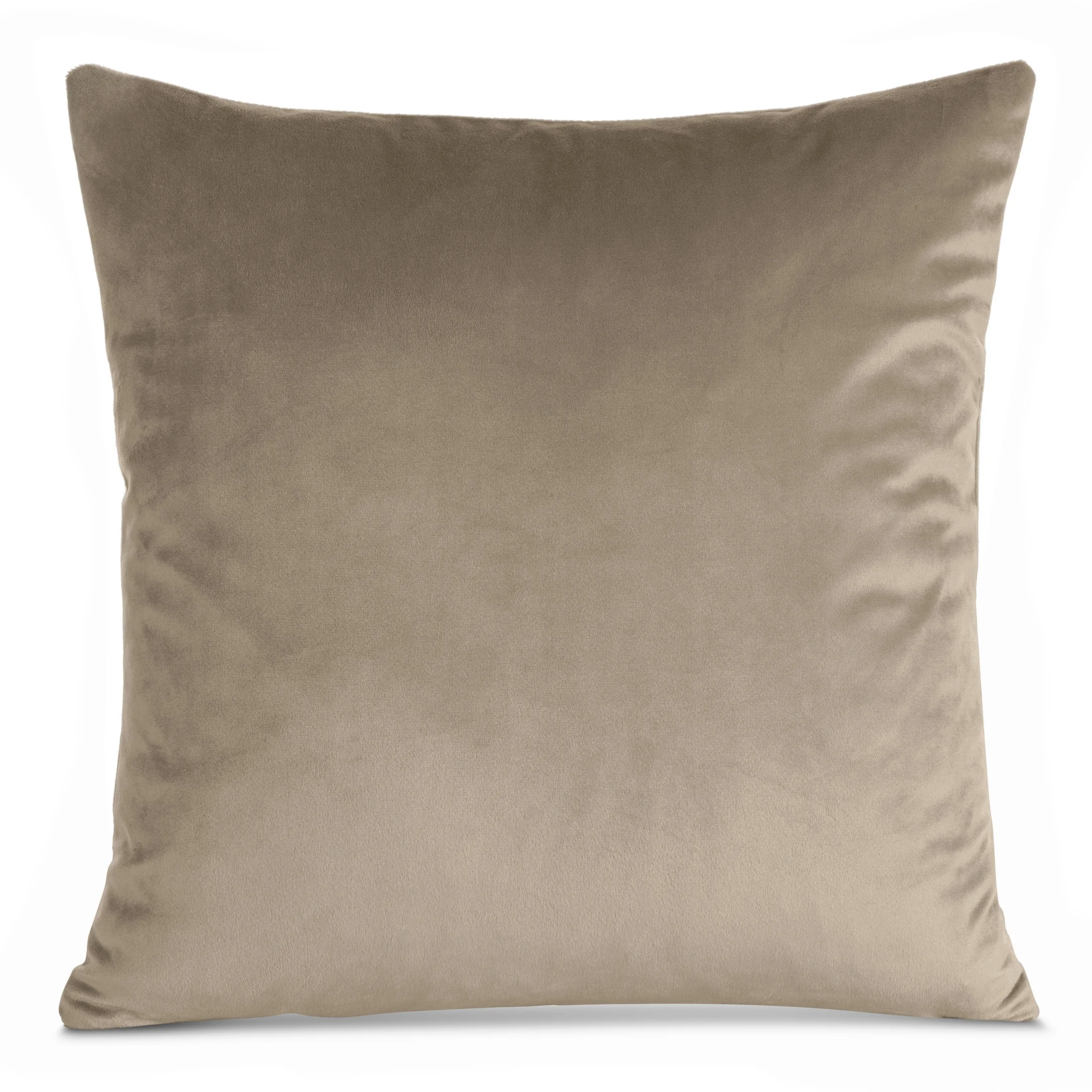Poszewka na poduszkę 45x45 cm welwetowa, gładka ciemnobeżowa o delikatnym połysku GAJA 1 | eurofirany