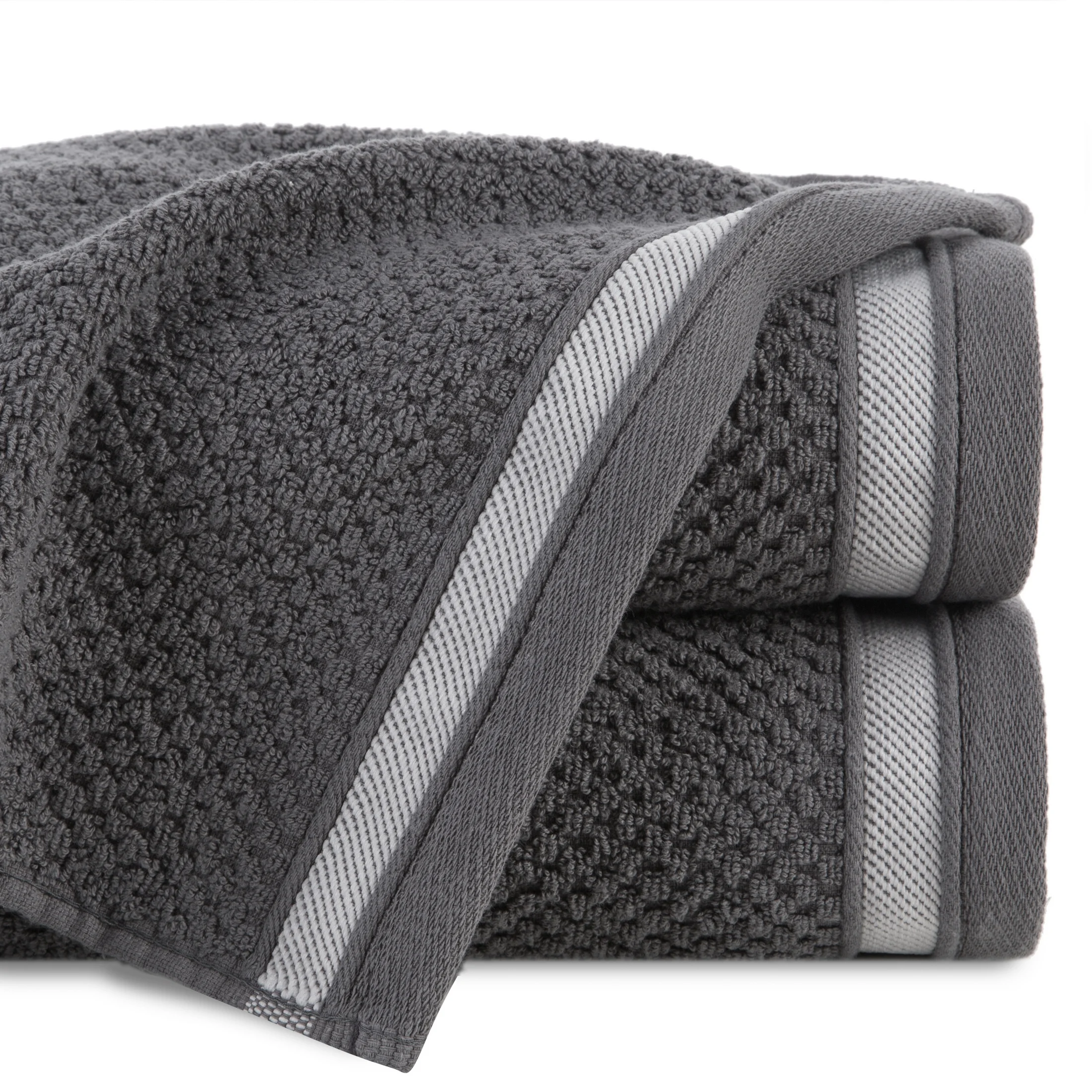 Ręcznik do rąk 30x50 cm bawełniany kolor stalowy w pasy 500 g/m2 MADLEN