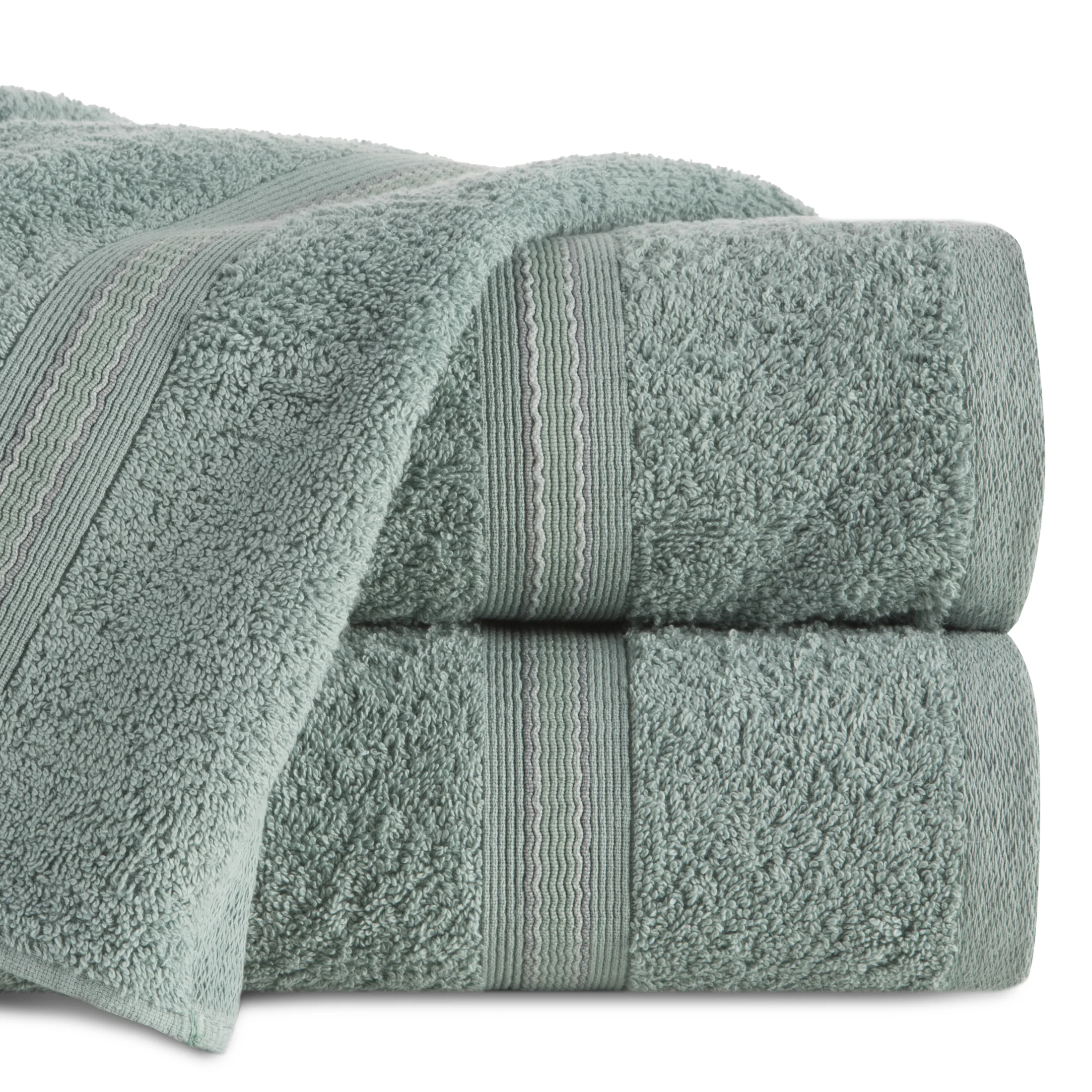 Ręcznik kąpielowy 50x90 cm bawełniany kolor miętowy w kontrastujące pasy 500 g/m2 TRIS