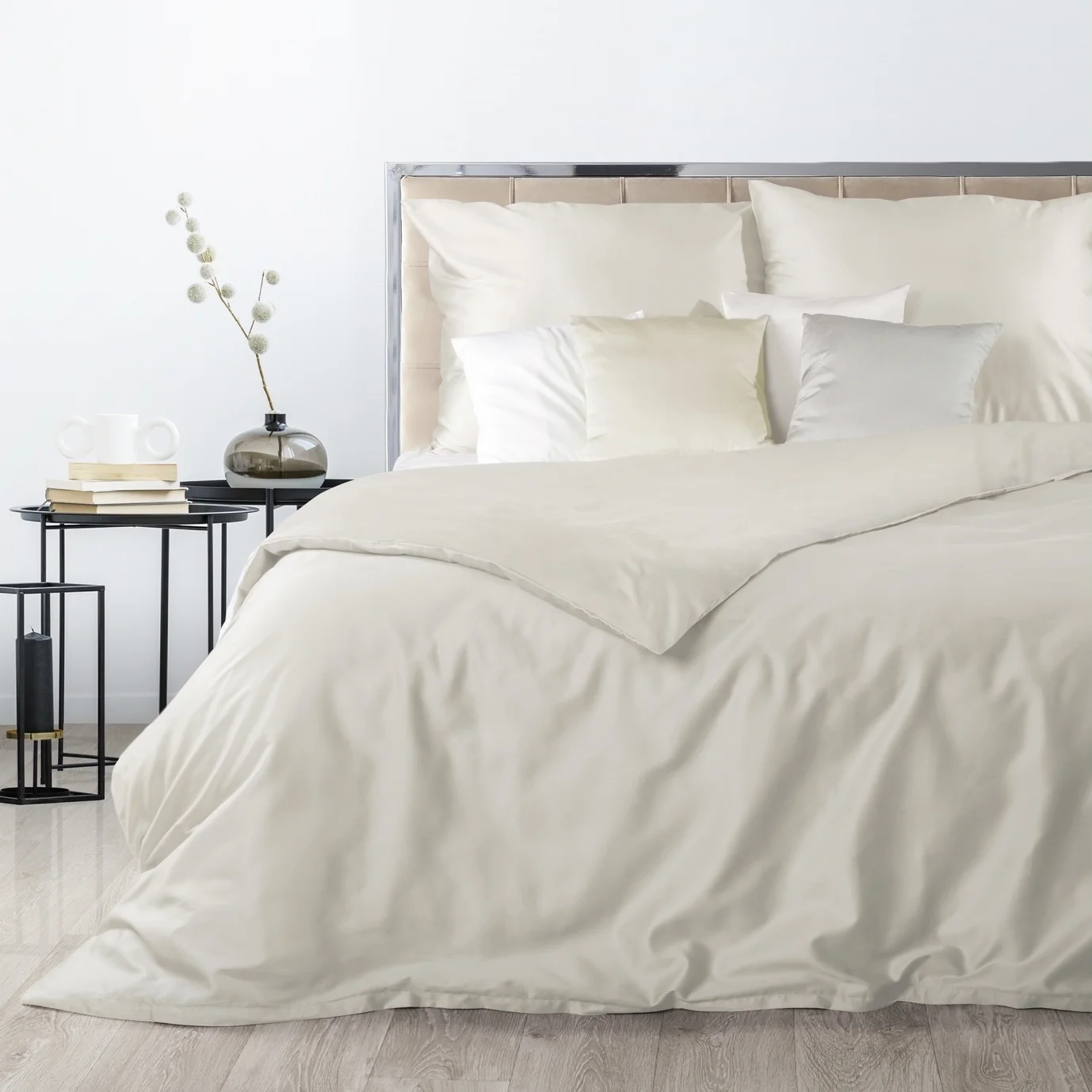 Pościel 180x200 cm bawełniana gładka kolor kremowy NOVA 3 | eurofirany