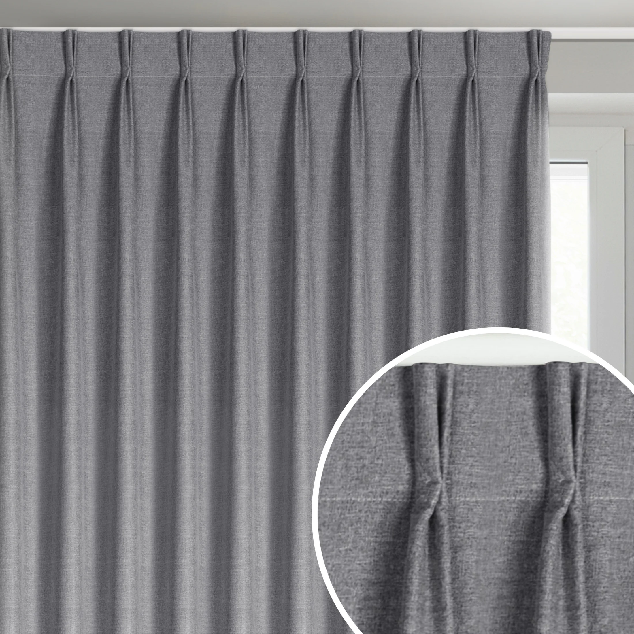 Zasłona grafitowa z 100% zaciemniającej tkaniny typu blackout 125x270 cm (wymiar podany na gotowo) system flex - NELISA | eurofirany